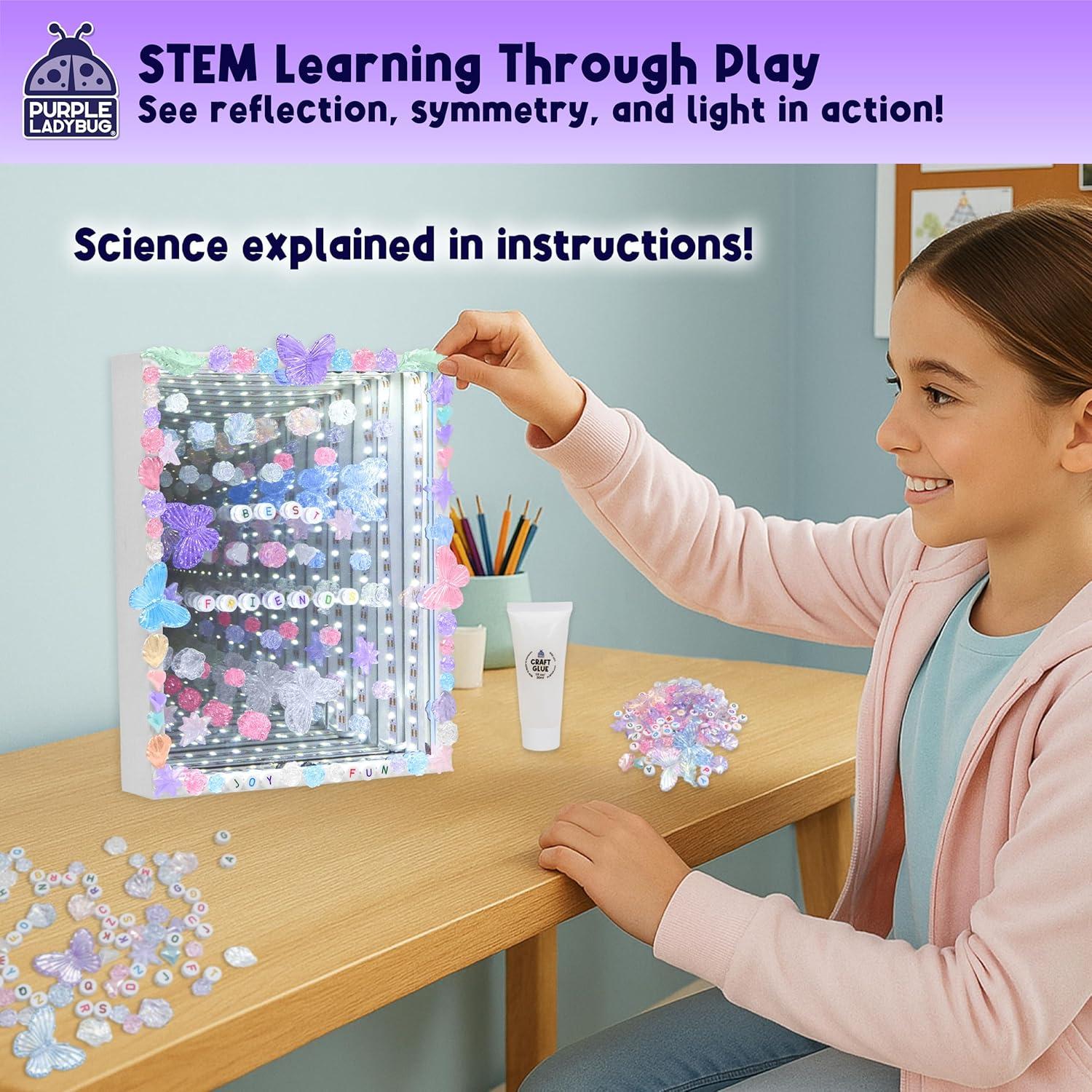 image:imageDIY Infinity Mirror Kit STEM Toys Craft Gift for Kids with Customizable Lights Educational Toys for 6 Year Old Girls Ideal Birthday amp Valentines Gift for Girls Ages 6 Crafts for Kids Ages 812