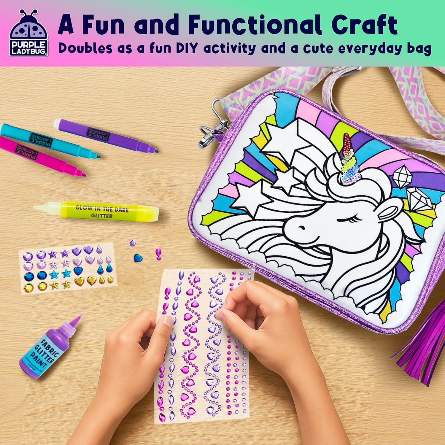 image:imageDecorate Your Own Unicorn Crossbody Bag Kit Unicorn Gifts for Girls Age 68 Valentines Gifts for Girls 6 7 8 9 1012 Year Old Girl Birthday Gift Ideas Craft for Girl Glow in the DarkUnicorn Crossbody Bag