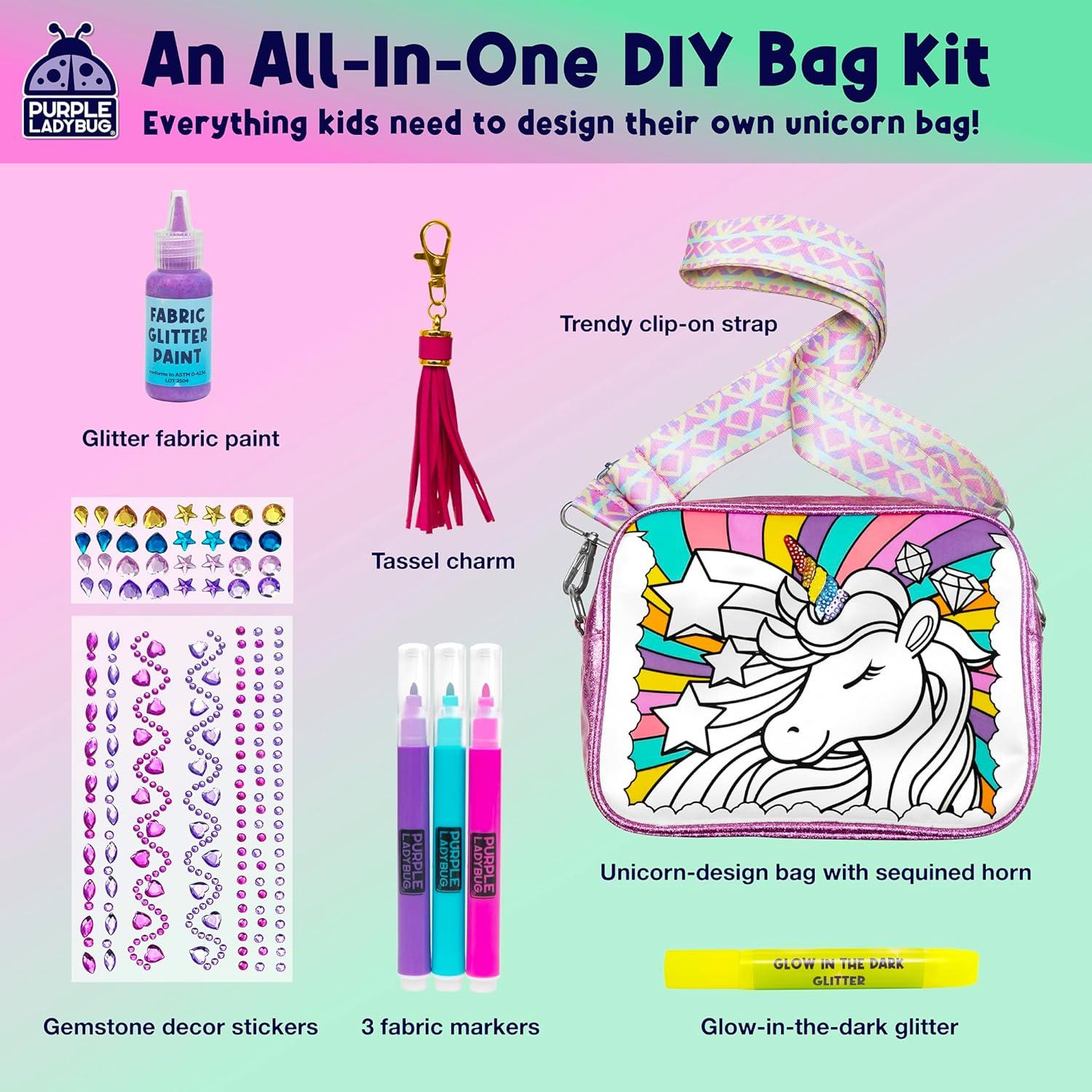 image:imageDecorate Your Own Unicorn Crossbody Bag Kit Unicorn Gifts for Girls Age 68 Valentines Gifts for Girls 6 7 8 9 1012 Year Old Girl Birthday Gift Ideas Craft for Girl Glow in the DarkUnicorn Crossbody Bag