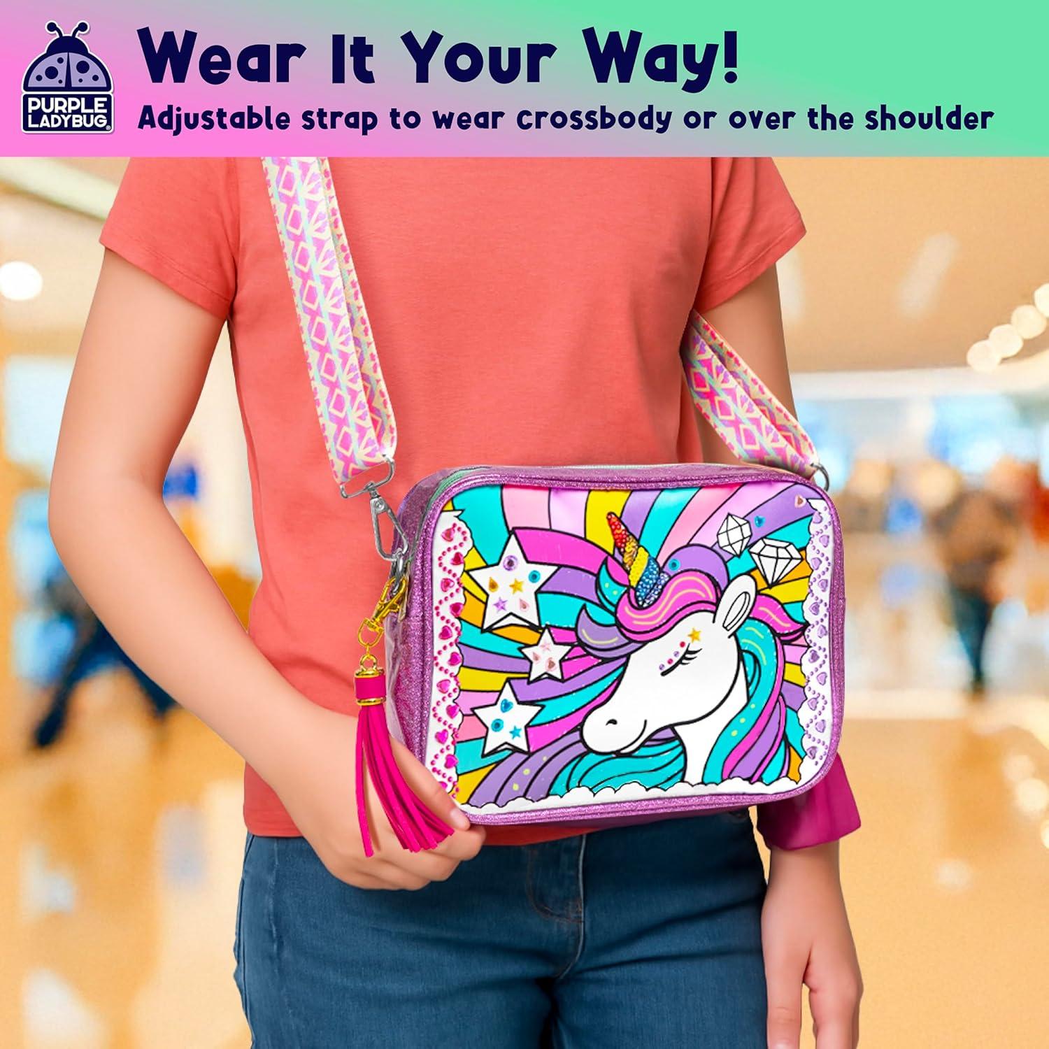 image:imageDecorate Your Own Unicorn Crossbody Bag Kit Unicorn Gifts for Girls Age 68 Valentines Gifts for Girls 6 7 8 9 1012 Year Old Girl Birthday Gift Ideas Craft for Girl Glow in the DarkUnicorn Crossbody Bag
