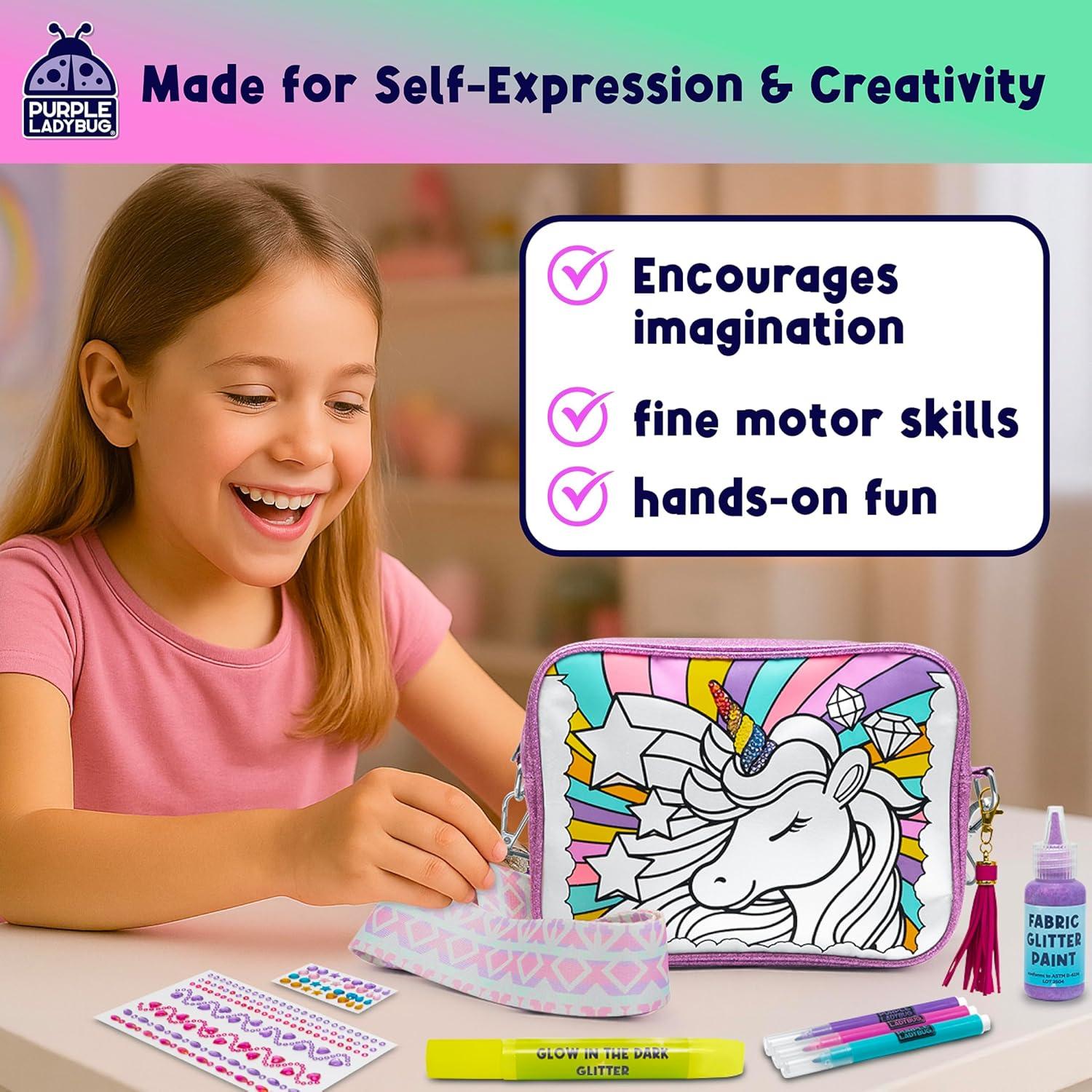 image:imageDecorate Your Own Unicorn Crossbody Bag Kit Unicorn Gifts for Girls Age 68 Valentines Gifts for Girls 6 7 8 9 1012 Year Old Girl Birthday Gift Ideas Craft for Girl Glow in the DarkUnicorn Crossbody Bag