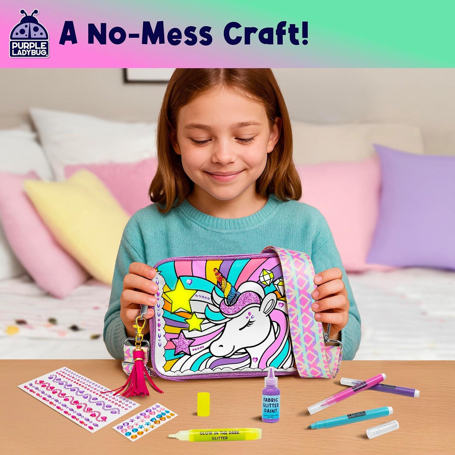 image:imageDecorate Your Own Unicorn Crossbody Bag Kit Unicorn Gifts for Girls Age 68 Valentines Gifts for Girls 6 7 8 9 1012 Year Old Girl Birthday Gift Ideas Craft for Girl Glow in the DarkUnicorn Crossbody Bag