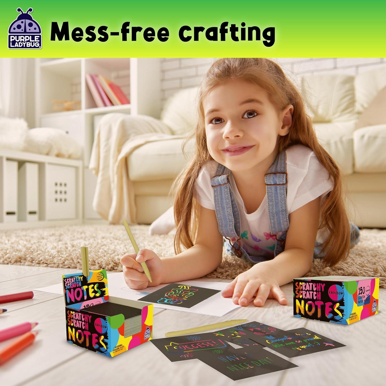image:imageEaster Basket Essentials for Kids for Girls amp for Teen Girls 150 Rainbow Scratch Art Mini Notes Arts and Craft Supplies Valentines Day Gifts for Kids Crafts for Kids Ages 812Rainbow