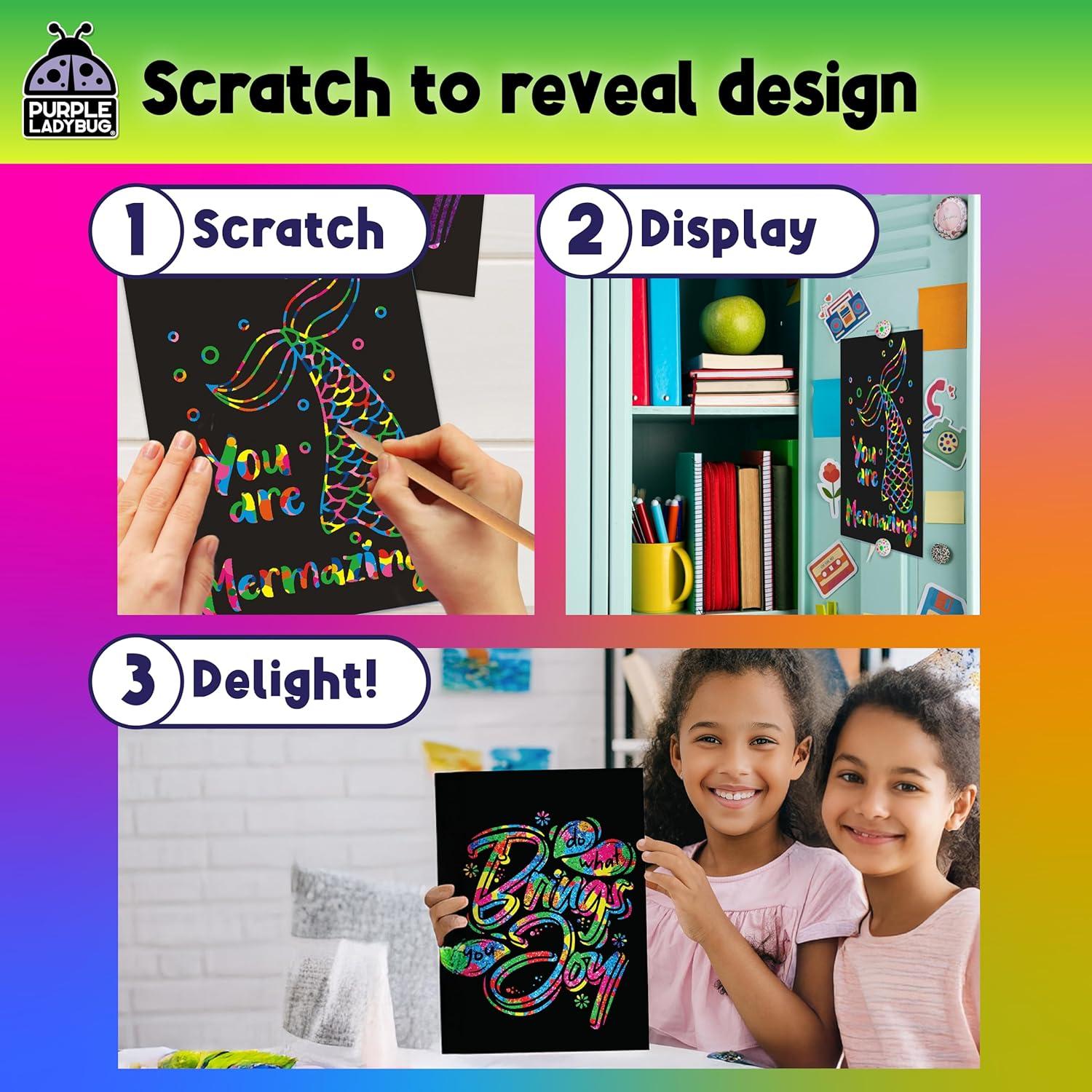 image:imageEaster Basket Essentials for Kids for Girls amp for Teen Girls 150 Rainbow Scratch Art Mini Notes Arts and Craft Supplies Valentines Day Gifts for Kids Crafts for Kids Ages 812Scratch Paper
