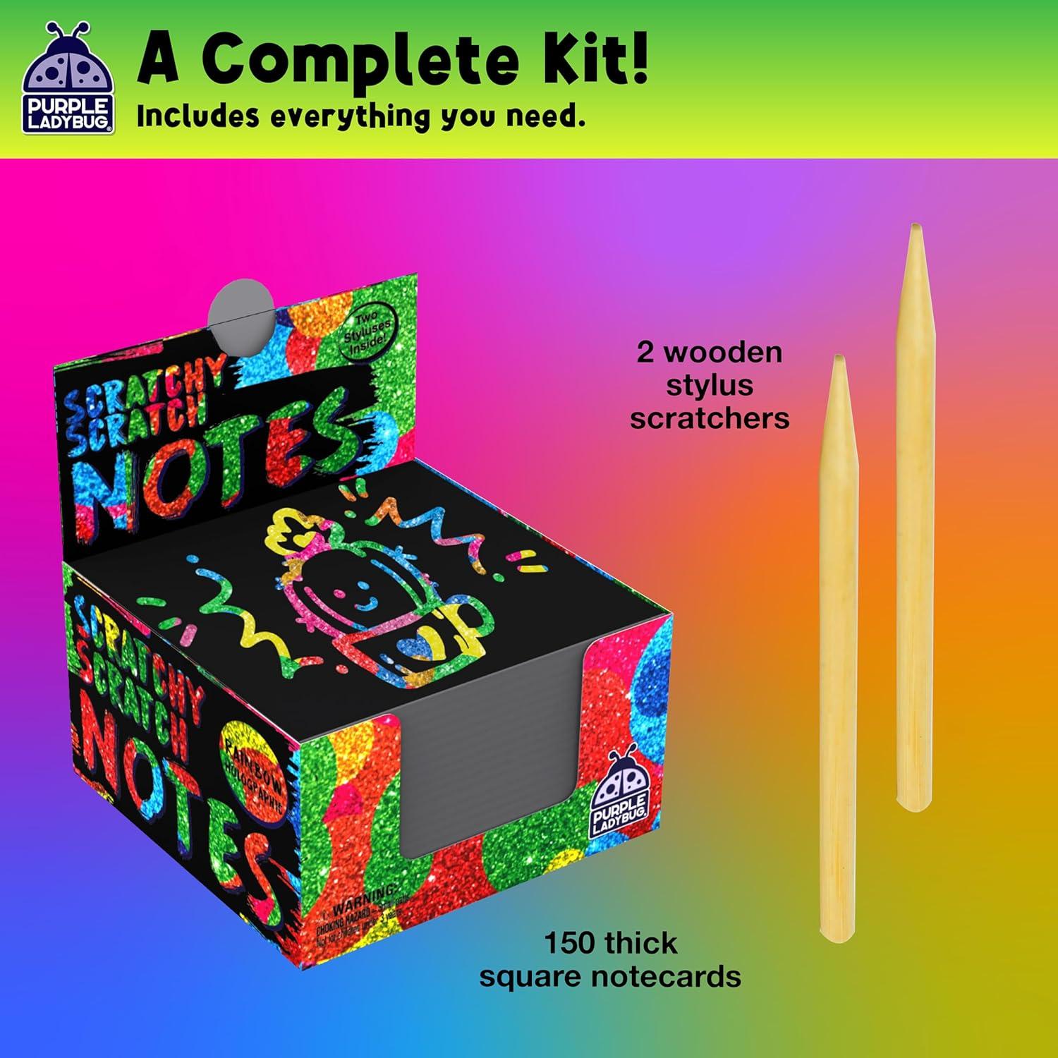 image:imageEaster Basket Essentials for Kids for Girls amp for Teen Girls 150 Rainbow Scratch Art Mini Notes Arts and Craft Supplies Valentines Day Gifts for Kids Crafts for Kids Ages 812Rainbow Holographic
