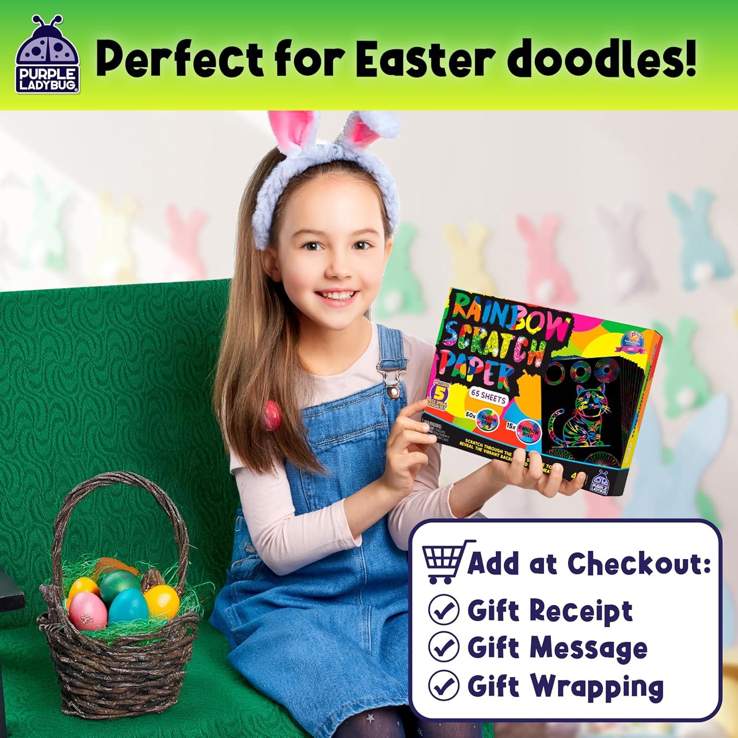 image:imageEaster Basket Essentials for Kids for Girls amp for Teen Girls 150 Rainbow Scratch Art Mini Notes Arts and Craft Supplies Valentines Day Gifts for Kids Crafts for Kids Ages 812Scratch Paper
