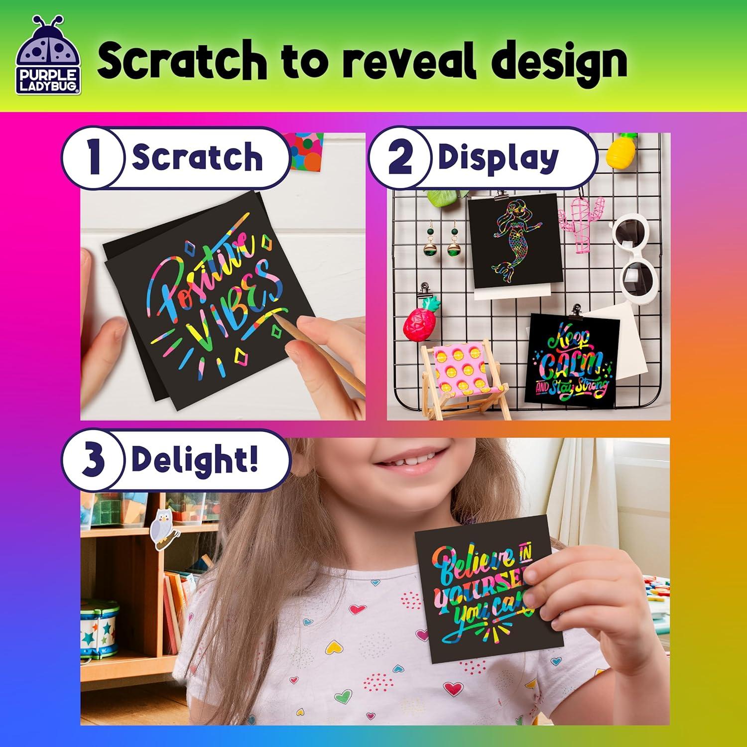 image:imageEaster Basket Essentials for Kids for Girls amp for Teen Girls 150 Rainbow Scratch Art Mini Notes Arts and Craft Supplies Valentines Day Gifts for Kids Crafts for Kids Ages 812Rainbow