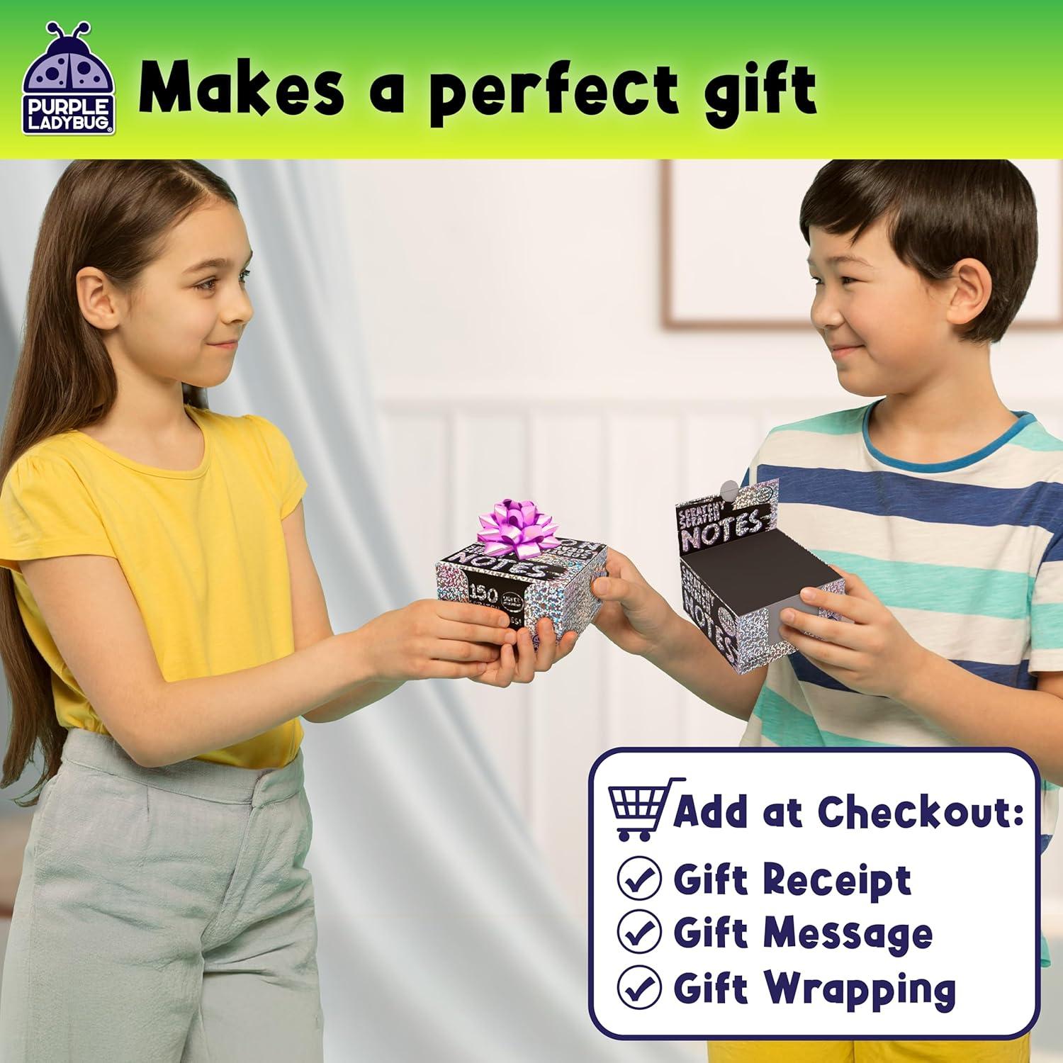 image:imageEaster Basket Essentials for Kids for Girls amp for Teen Girls 150 Rainbow Scratch Art Mini Notes Arts and Craft Supplies Valentines Day Gifts for Kids Crafts for Kids Ages 812Silver Holographic
