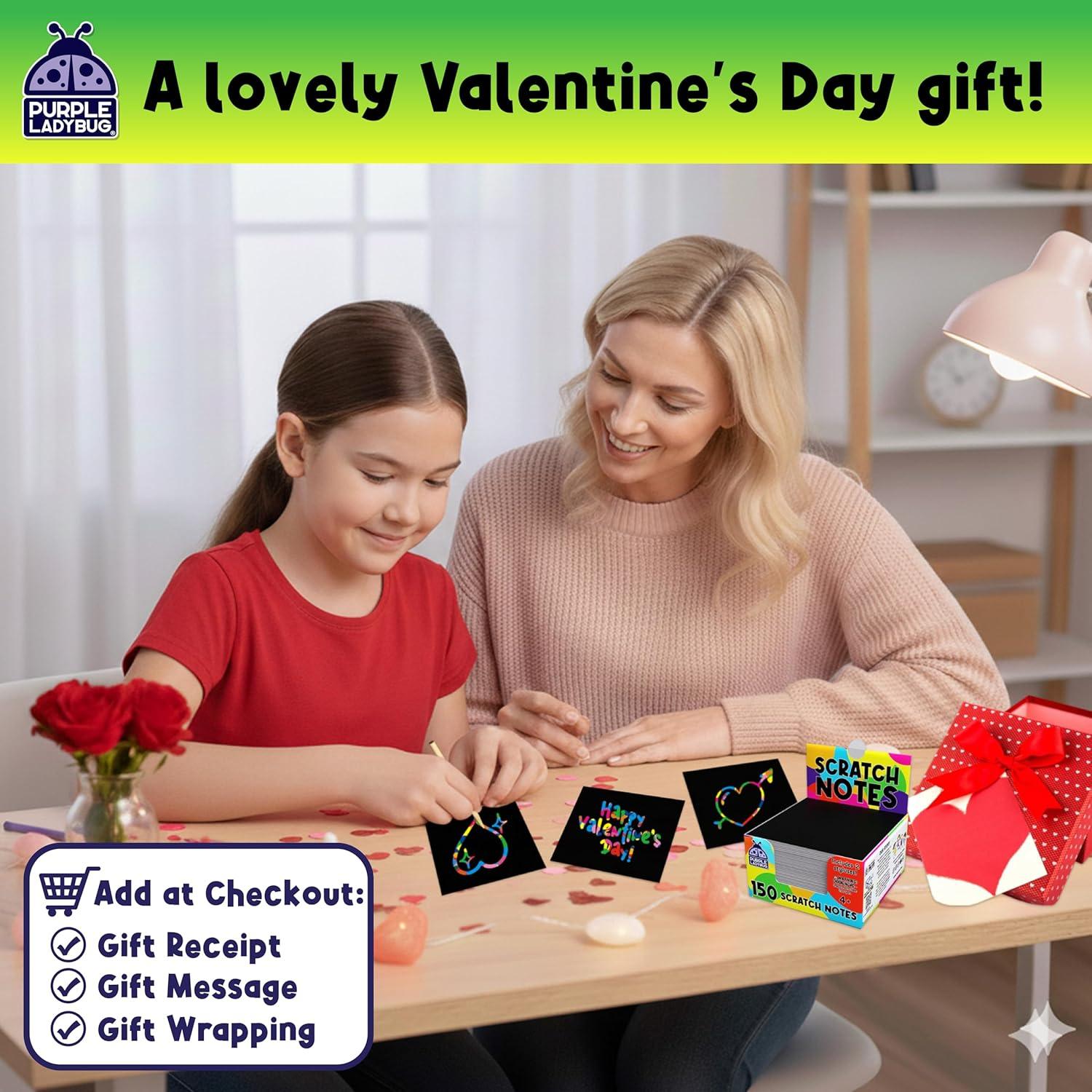image:imageEaster Basket Essentials for Kids for Girls amp for Teen Girls 150 Rainbow Scratch Art Mini Notes Arts and Craft Supplies Valentines Day Gifts for Kids Crafts for Kids Ages 812Rainbow