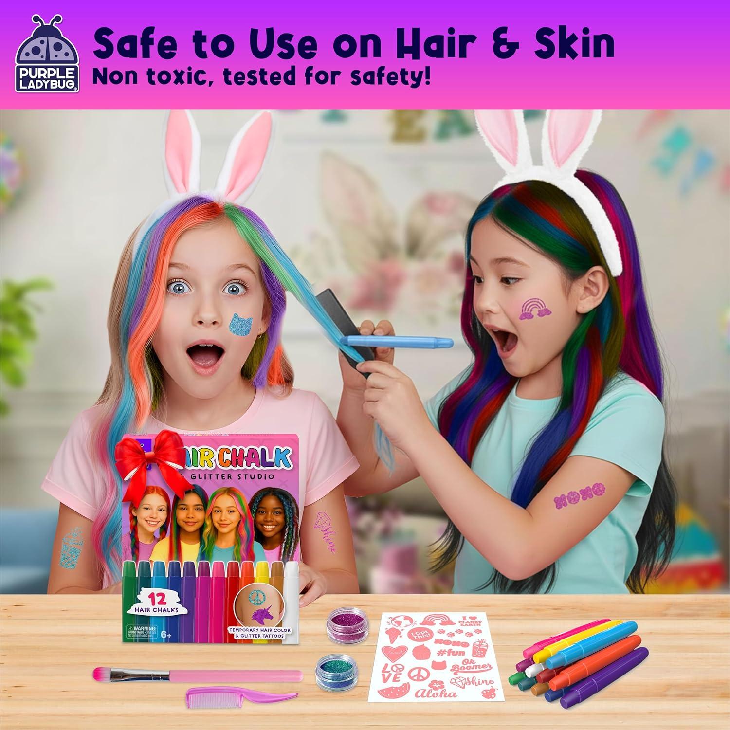 image:imageHair Chalk for Girls Washable Hair Dye Easter Basket Essential for Kids 810 68 Valentines Gift for Girls 6 7 8 9 10 11 12 Years Old Temporary Hair Color for Kids Tweens Teens Birthday Party Gift