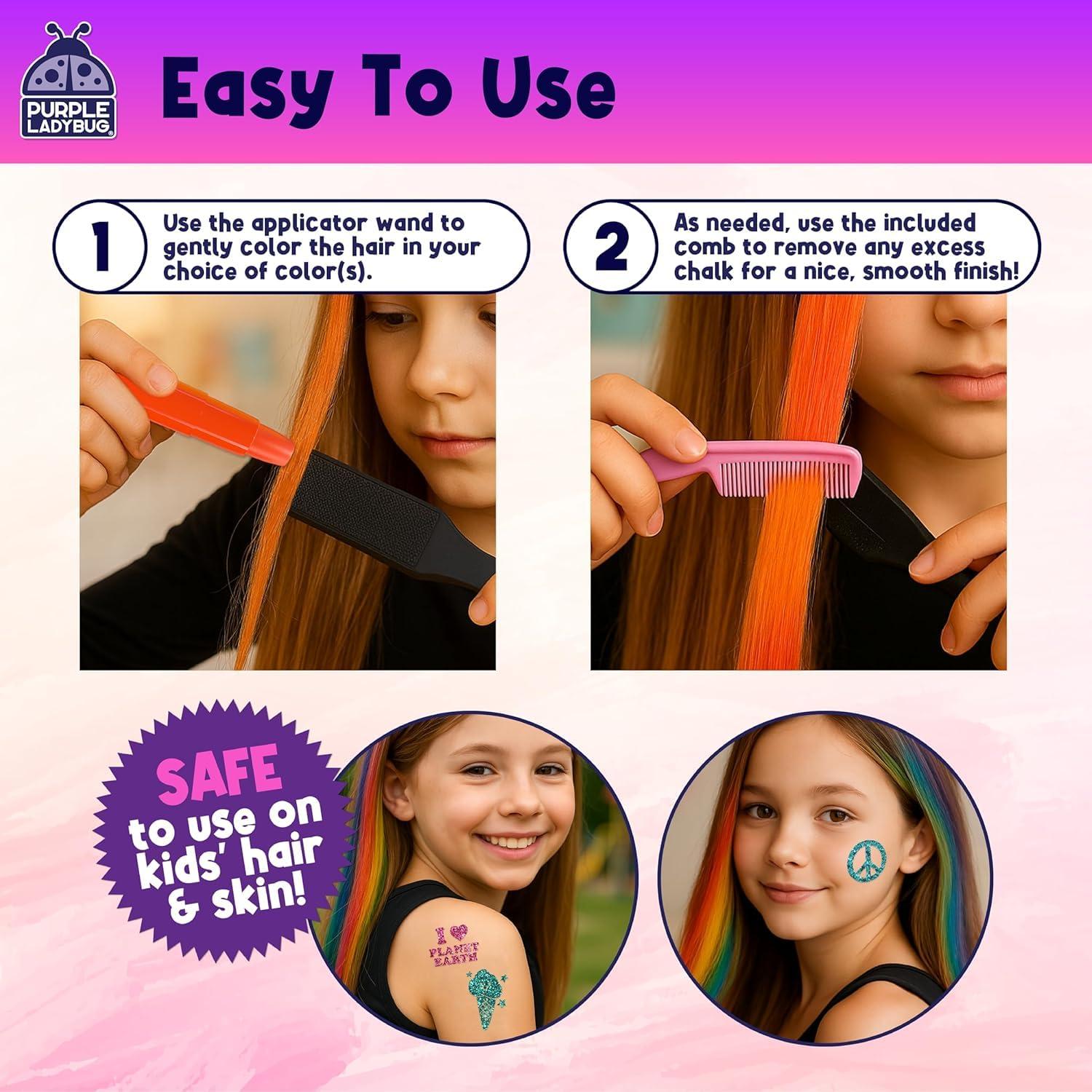 image:imageHair Chalk for Girls Washable Hair Dye Easter Basket Essential for Kids 810 68 Valentines Gift for Girls 6 7 8 9 10 11 12 Years Old Temporary Hair Color for Kids Tweens Teens Birthday Party Gift