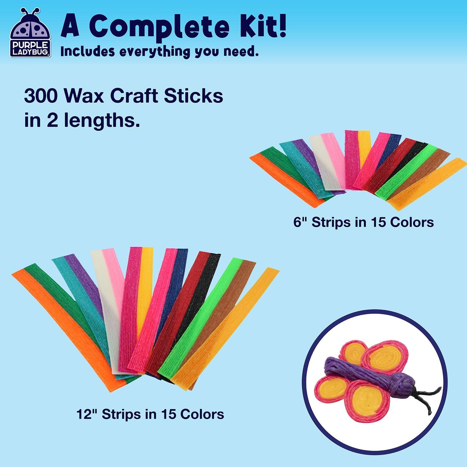 image:imagePURPLE LADYBUG Bendable Wax Craft Sticks for Kids Easter Basket Stuffers Camping Essentials Road Trip Activities Travel Toys for Toddlers in Car Airplane amp Restaurant 15 Colors 300 Pcs