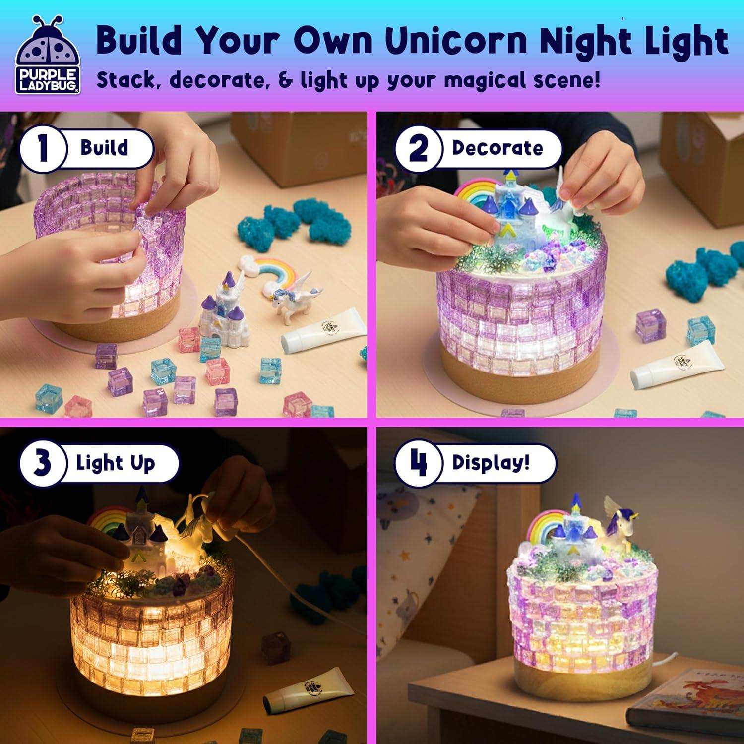 image:imagePURPLE LADYBUG Build Your Own Unicorn Night Light Craft Kits DIY Crafts for Kids Light Up Unicorn Lights for Girls Room Decor Girls Birthday Gifts Age 810 9 11 12 Make Your Own Activity Set