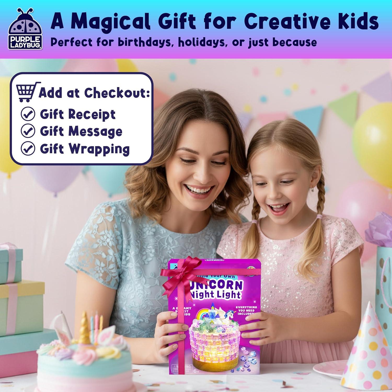 image:imagePURPLE LADYBUG Build Your Own Unicorn Night Light Craft Kits DIY Crafts for Kids Light Up Unicorn Lights for Girls Room Decor Girls Birthday Gifts Age 810 9 11 12 Make Your Own Activity Set