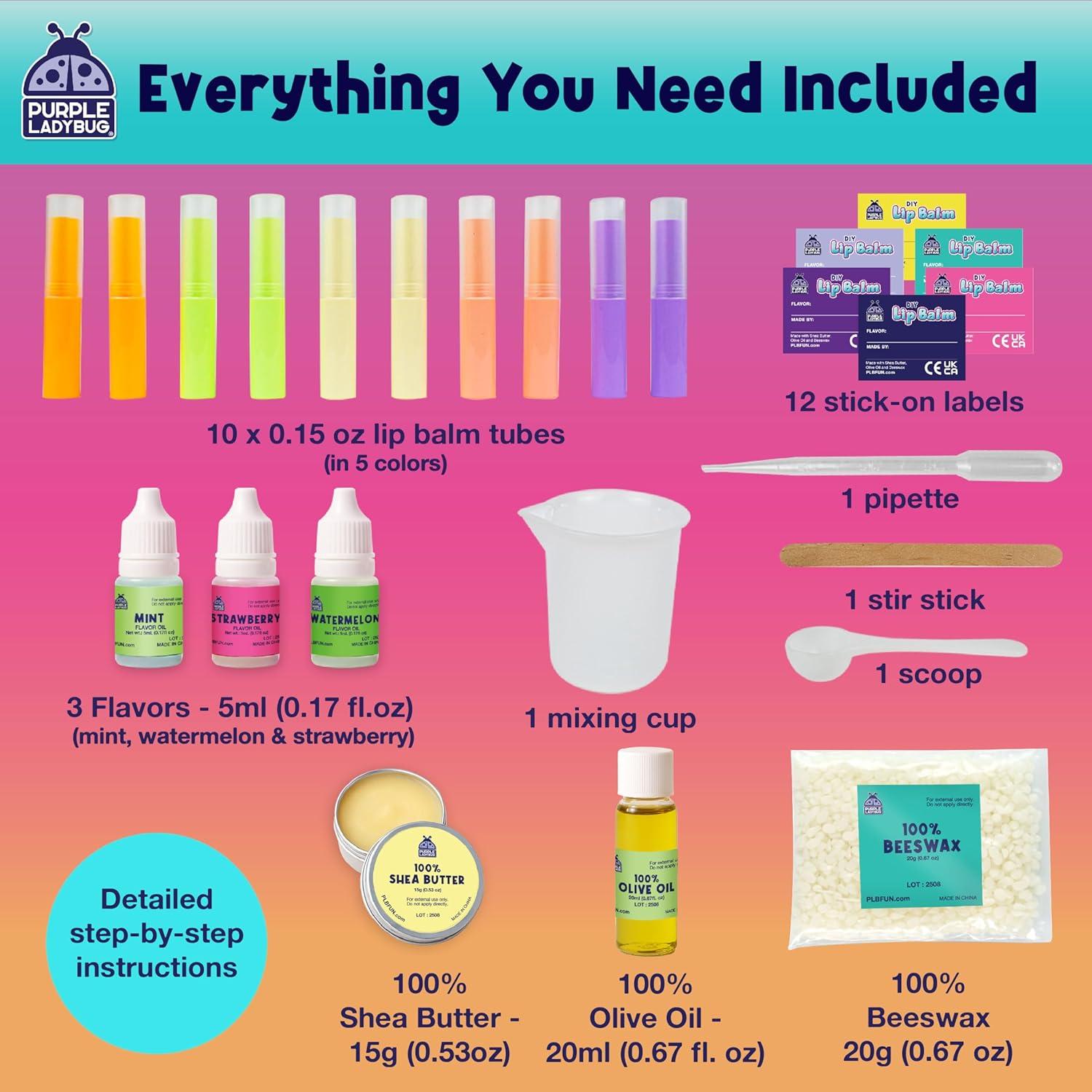 image:imagePURPLE LADYBUG DIY Lip Balm Making Kit Girls Valentines Gift Idea for 812 Tweens amp Teens Gifts for 9 10 Year Old Girls Natural Lip Care Craft Make Your Own Lip Balm with 3 Flavors STEM Science