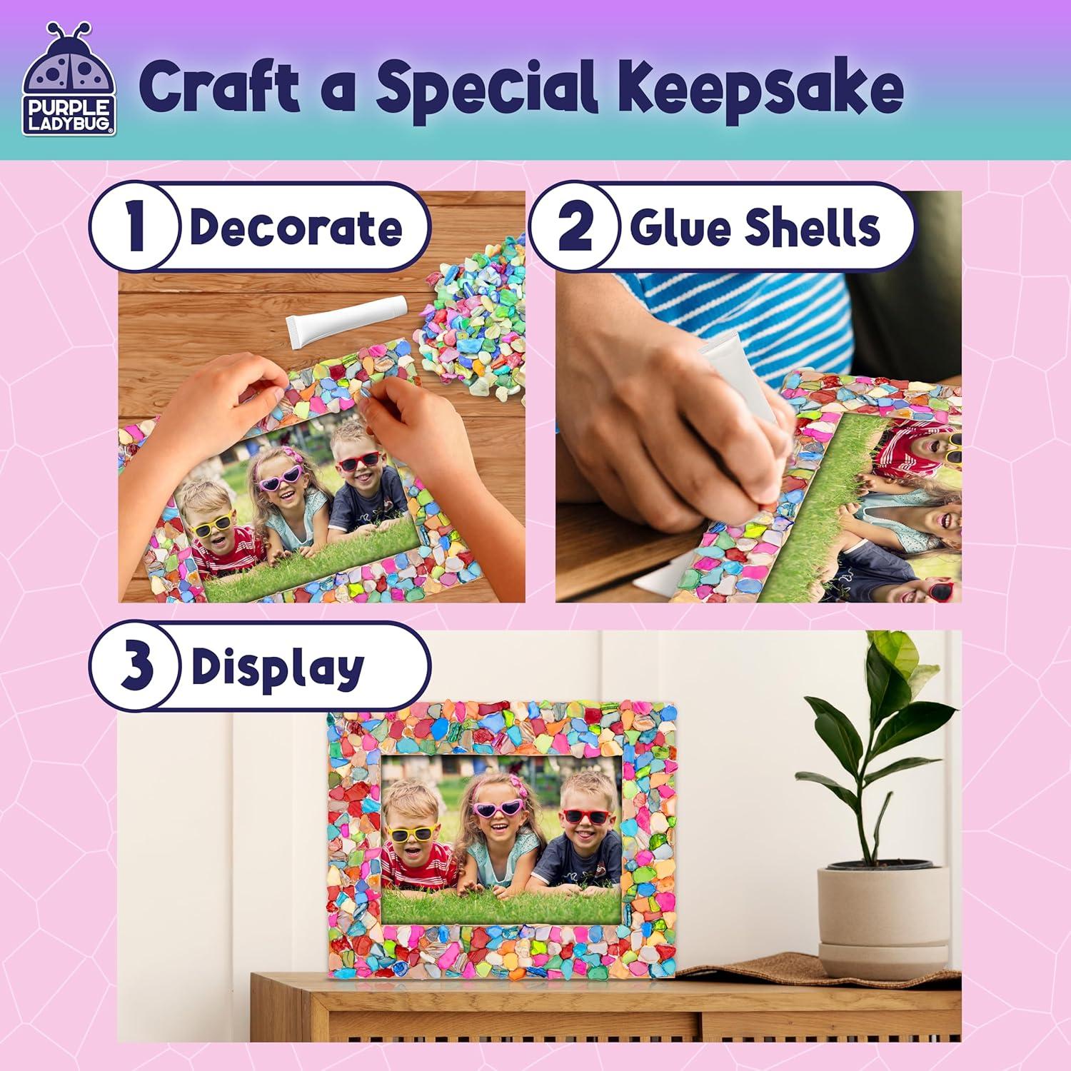 image:imagePURPLE LADYBUG DIY Mosaic Photo Frame Crafts for Girls 812 68 Great Valentines Day Gift for Kids 7 8 9 10 11 12 Years Old Fun Craft Kit for Kids amp Girl Birthday Tween amp Teens Gifts IdeaShiny Mosaic Shells