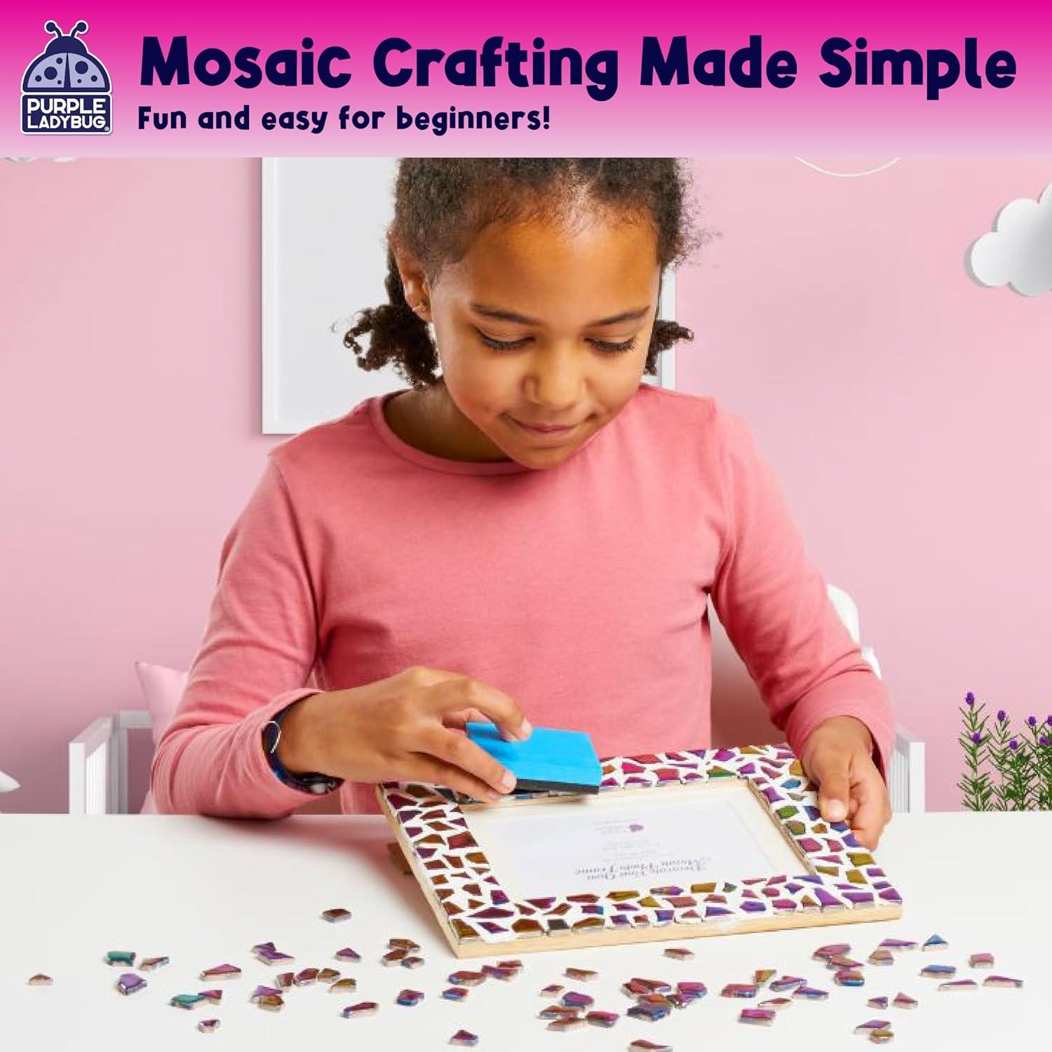 image:imagePURPLE LADYBUG DIY Mosaic Photo Frame Crafts for Girls 812 68 Great Valentines Day Gift for Kids 7 8 9 10 11 12 Years Old Fun Craft Kit for Kids amp Girl Birthday Tween amp Teens Gifts IdeaShiny Mosaic Tiles