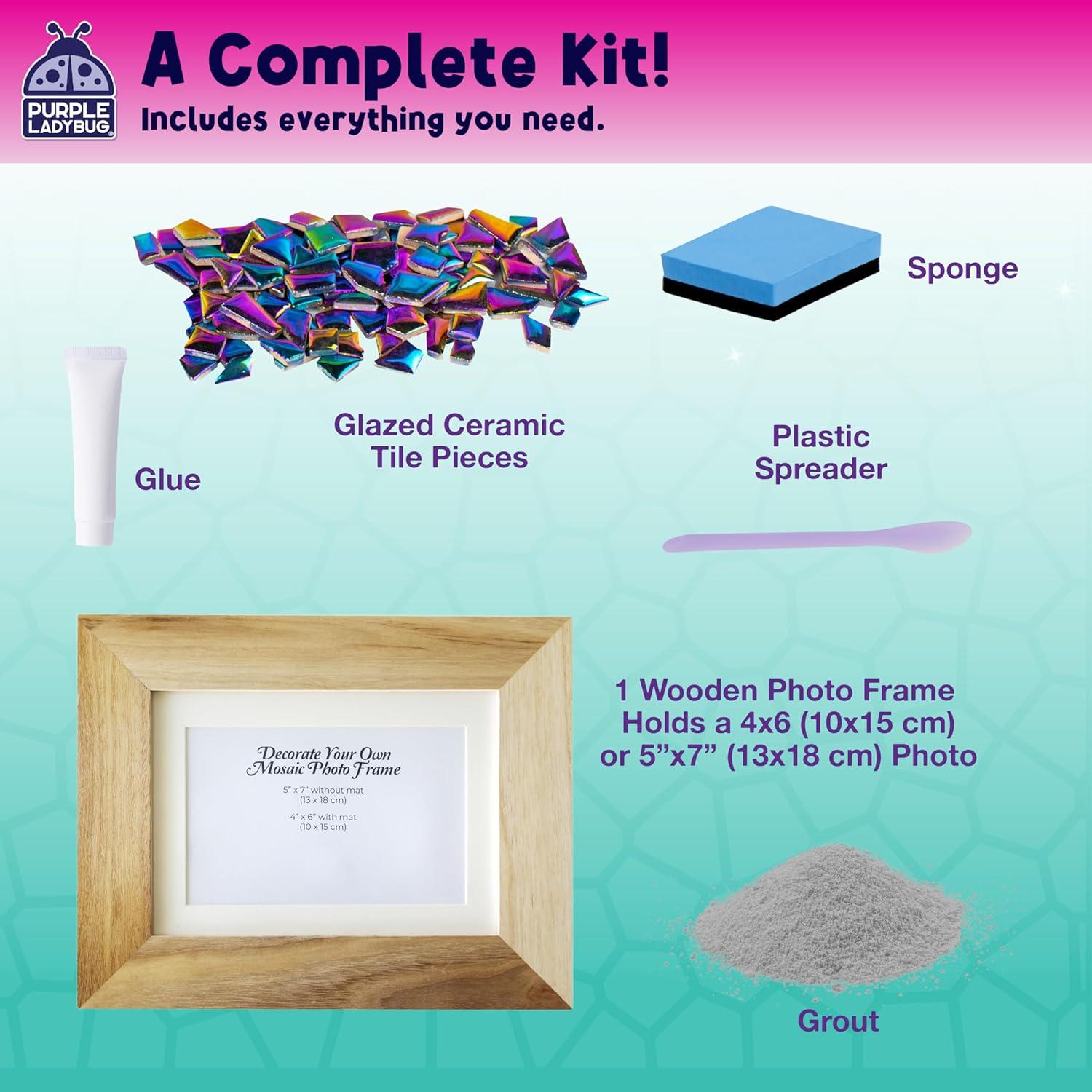 image:imagePURPLE LADYBUG DIY Mosaic Photo Frame Crafts for Girls 812 68 Great Valentines Day Gift for Kids 7 8 9 10 11 12 Years Old Fun Craft Kit for Kids amp Girl Birthday Tween amp Teens Gifts IdeaShiny Mosaic Tiles