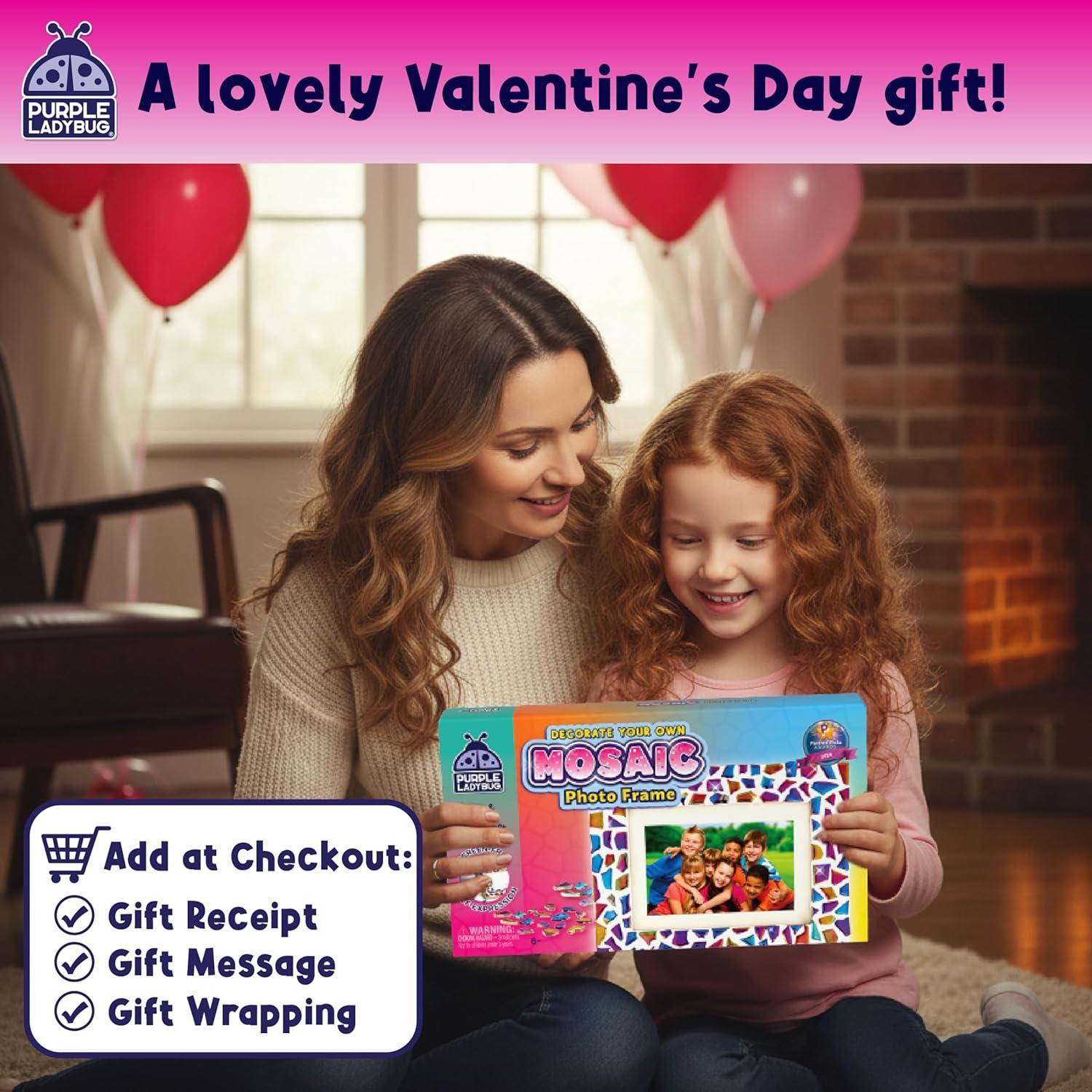 image:imagePURPLE LADYBUG DIY Mosaic Photo Frame Crafts for Girls 812 68 Great Valentines Day Gift for Kids 7 8 9 10 11 12 Years Old Fun Craft Kit for Kids amp Girl Birthday Tween amp Teens Gifts IdeaShiny Mosaic Tiles
