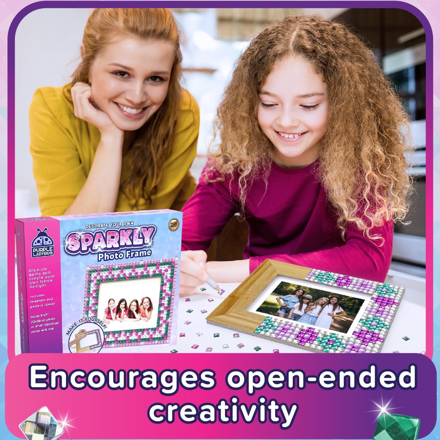 image:imagePURPLE LADYBUG DIY Mosaic Photo Frame Crafts for Girls 812 68 Great Valentines Day Gift for Kids 7 8 9 10 11 12 Years Old Fun Craft Kit for Kids amp Girl Birthday Tween amp Teens Gifts IdeaSparkly Mosaic Gems
