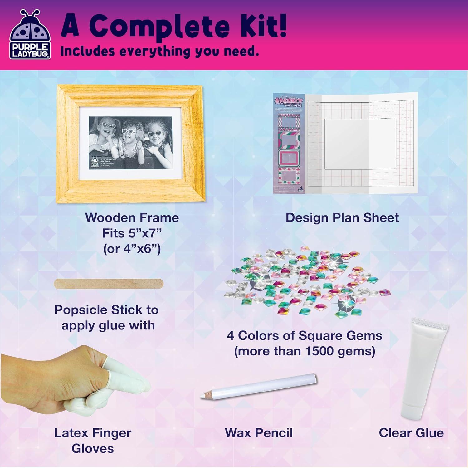 image:imagePURPLE LADYBUG DIY Mosaic Photo Frame Crafts for Girls 812 68 Great Valentines Day Gift for Kids 7 8 9 10 11 12 Years Old Fun Craft Kit for Kids amp Girl Birthday Tween amp Teens Gifts IdeaSparkly Mosaic Gems
