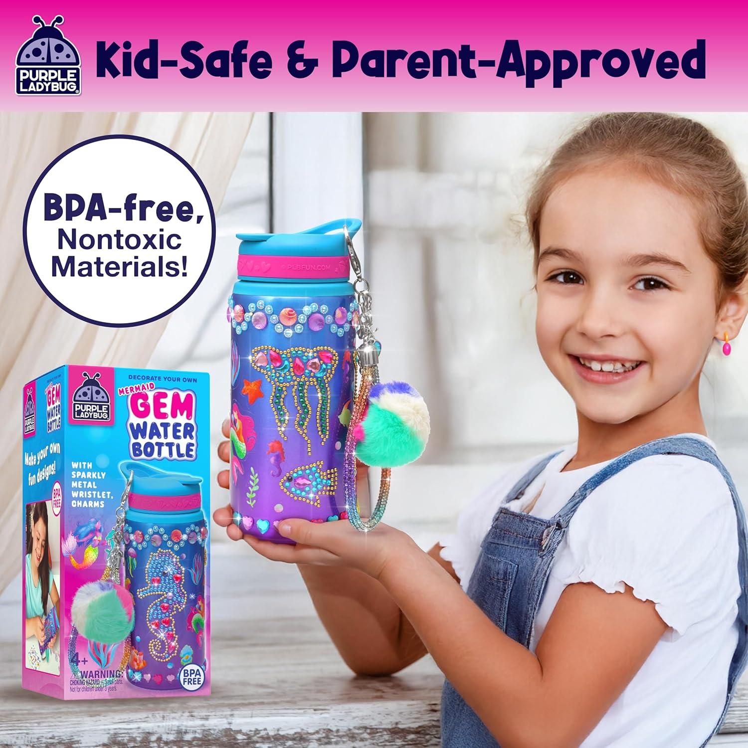 image:imagePURPLE LADYBUG Decorate Your Own Water Bottle Kit for Girls Gifts for Ages 5 6 7 8 9 10 Year Old Girl Birthday Girl Valentines Day Gifts Unicorn Toys Crafts Kids Ages 612Gemstone Mermaid