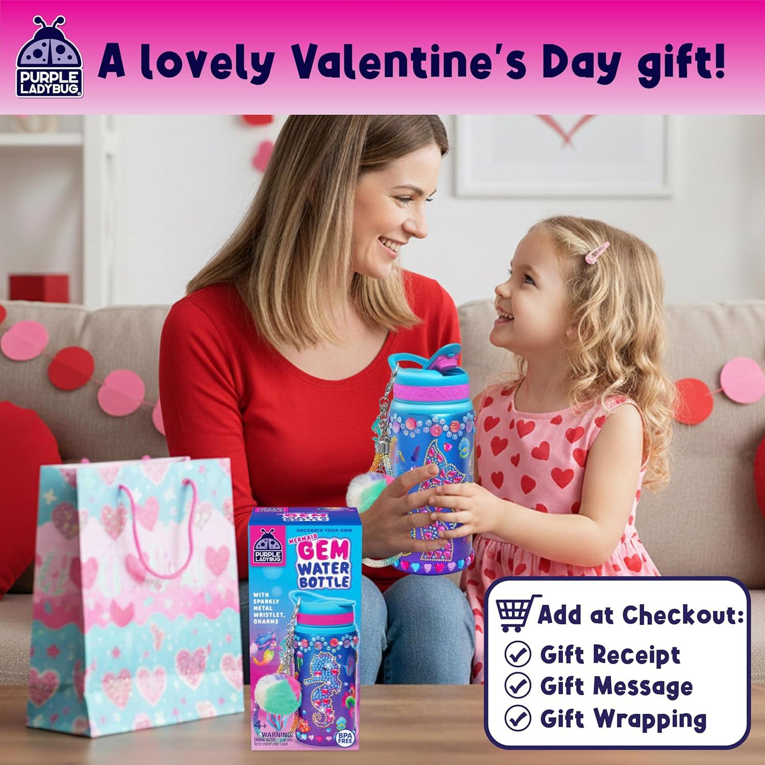 image:imagePURPLE LADYBUG Decorate Your Own Water Bottle Kit for Girls Gifts for Ages 5 6 7 8 9 10 Year Old Girl Birthday Girl Valentines Day Gifts Unicorn Toys Crafts Kids Ages 612Gemstone Mermaid