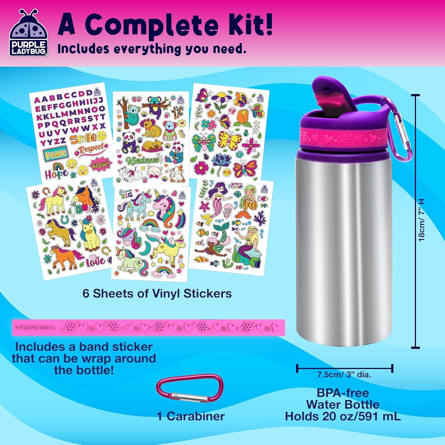 image:imagePURPLE LADYBUG Decorate Your Own Water Bottle Kit for Girls Gifts for Ages 5 6 7 8 9 10 Year Old Girl Birthday Girl Valentines Day Gifts Unicorn Toys Crafts Kids Ages 612Purple with Cute Stickers