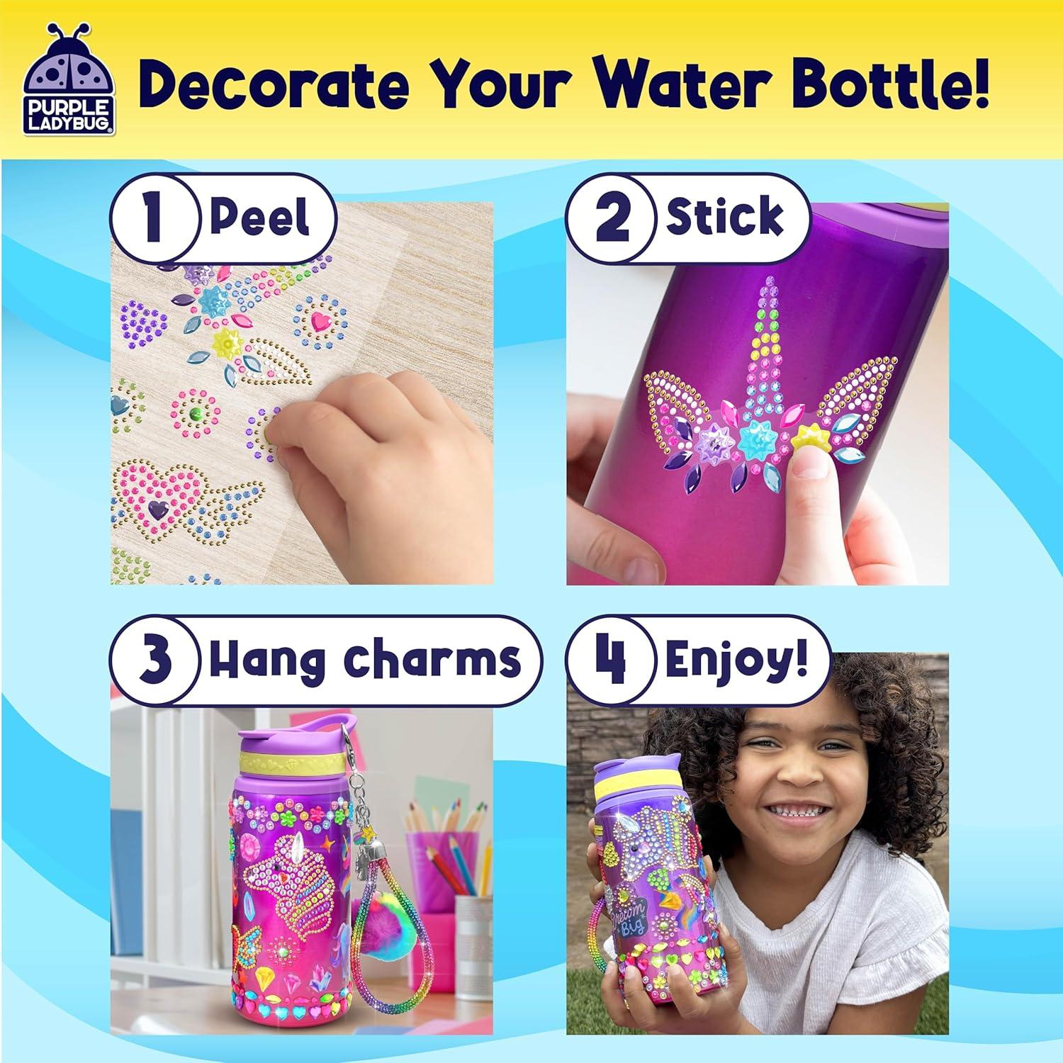 image:imagePURPLE LADYBUG Decorate Your Own Water Bottle Kit for Girls Gifts for Ages 5 6 7 8 9 10 Year Old Girl Birthday Girl Valentines Day Gifts Unicorn Toys Crafts Kids Ages 612Gemstone Unicorn