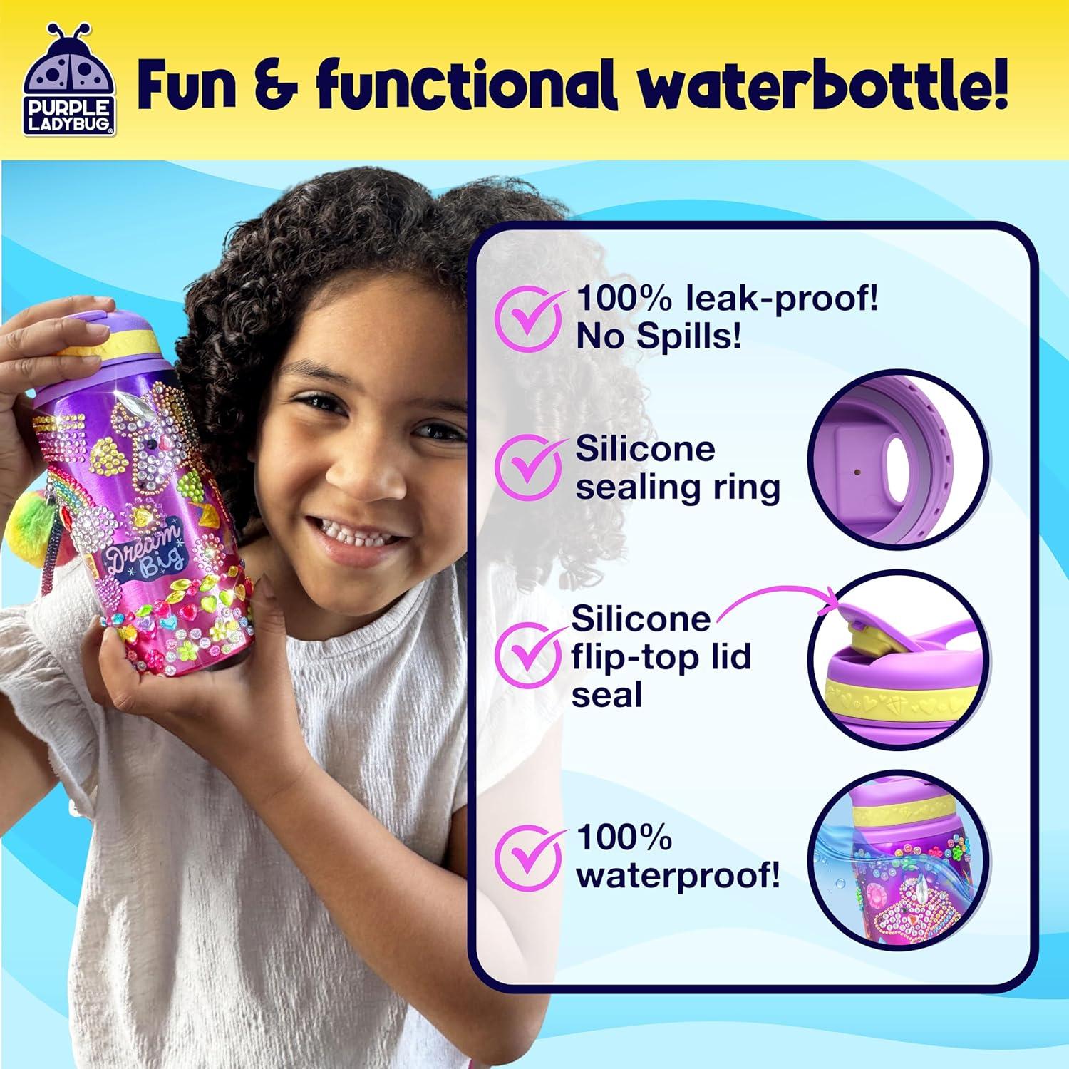image:imagePURPLE LADYBUG Decorate Your Own Water Bottle Kit for Girls Gifts for Ages 5 6 7 8 9 10 Year Old Girl Birthday Girl Valentines Day Gifts Unicorn Toys Crafts Kids Ages 612Gemstone Unicorn