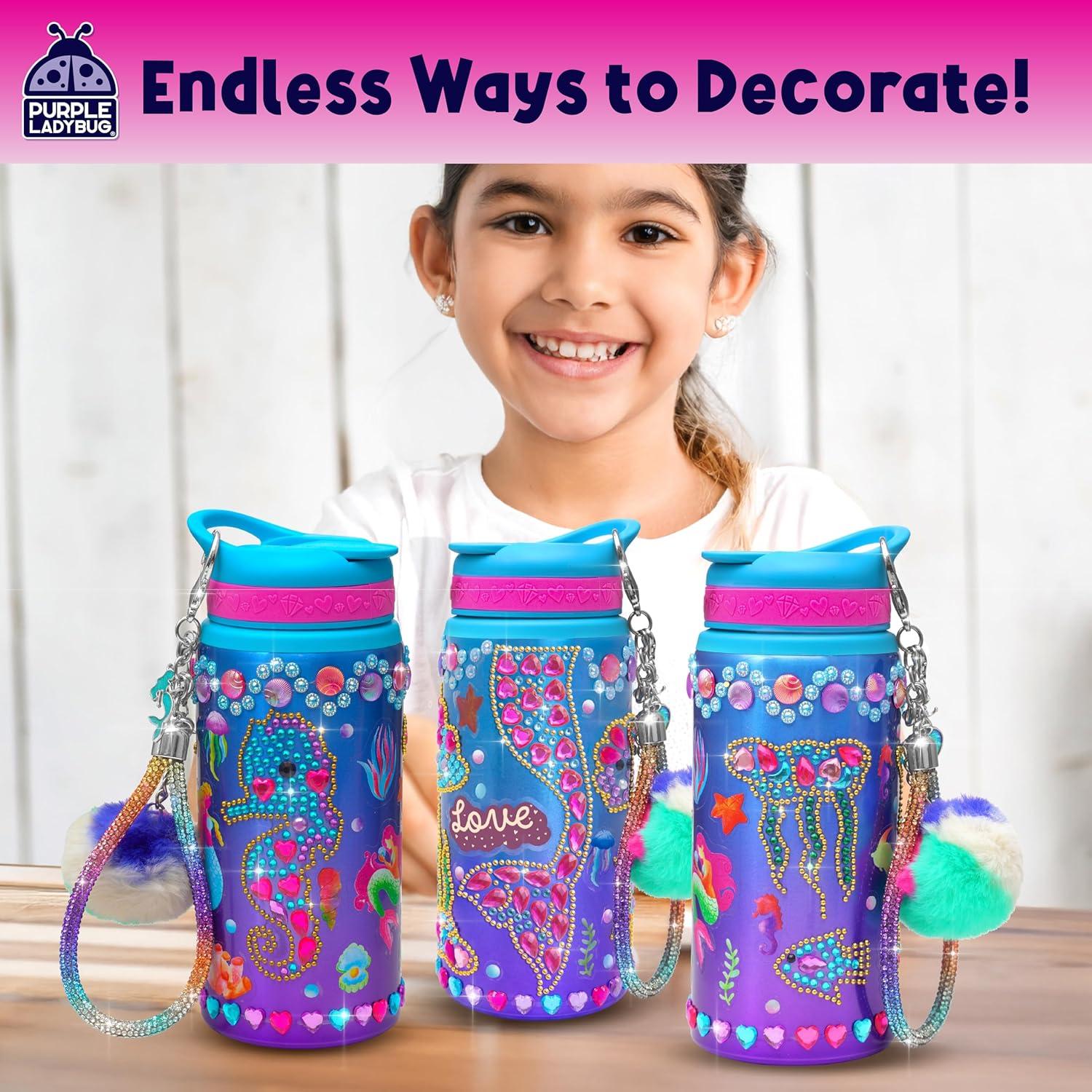 image:imagePURPLE LADYBUG Decorate Your Own Water Bottle Kit for Girls Gifts for Ages 5 6 7 8 9 10 Year Old Girl Birthday Girl Valentines Day Gifts Unicorn Toys Crafts Kids Ages 612Gemstone Mermaid