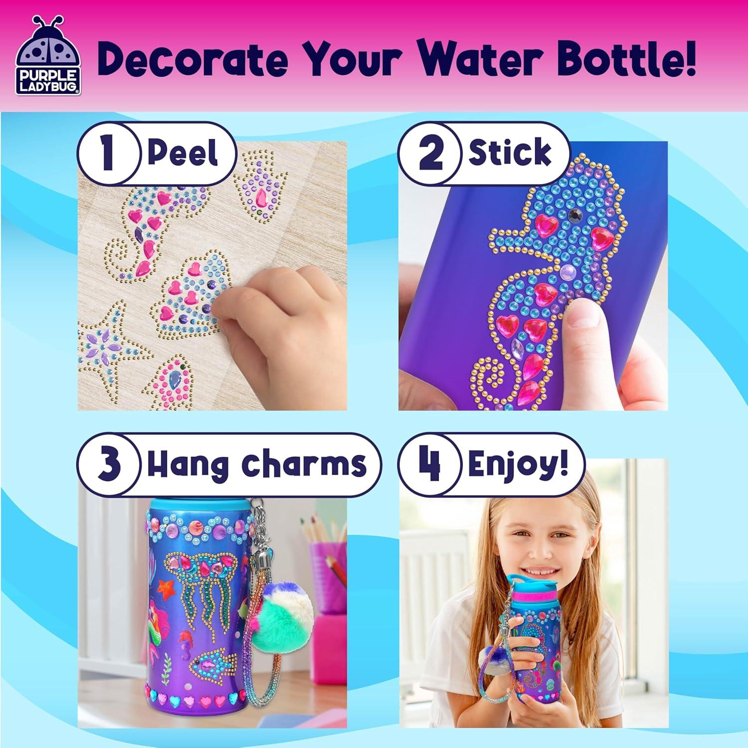 image:imagePURPLE LADYBUG Decorate Your Own Water Bottle Kit for Girls Gifts for Ages 5 6 7 8 9 10 Year Old Girl Birthday Girl Valentines Day Gifts Unicorn Toys Crafts Kids Ages 612Gemstone Mermaid