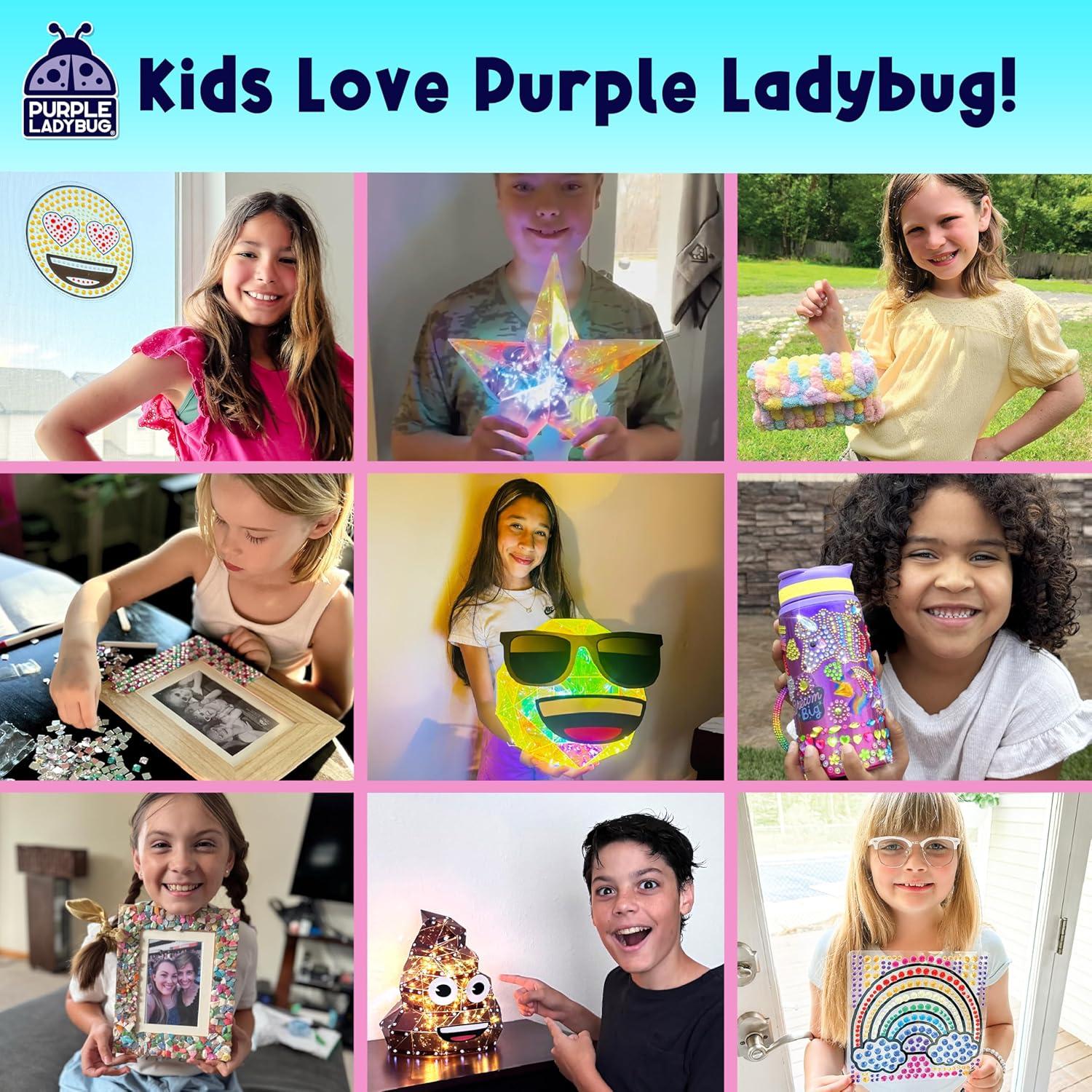 image:imagePURPLE LADYBUG Decorate Your Own Wooden Mirror amp Brush Set Gifts for 6 7 8 9 1012 Year Old Girl Birthday Gift amp Valentines Gifts for Girls DIY Arts and Craft Kit for Girls Ages 412 Tweens GiftBling Mirror Brush