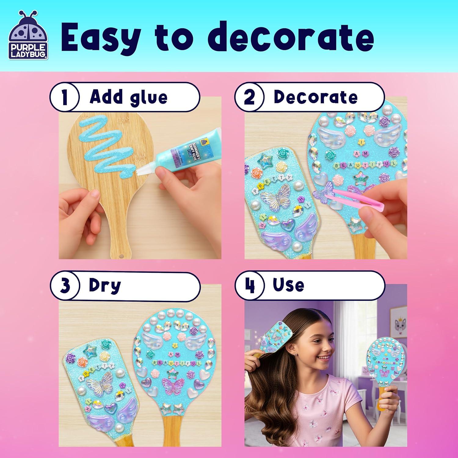 image:imagePURPLE LADYBUG Decorate Your Own Wooden Mirror amp Brush Set Gifts for 6 7 8 9 1012 Year Old Girl Birthday Gift amp Valentines Gifts for Girls DIY Arts and Craft Kit for Girls Ages 412 Tweens GiftBling Mirror Brush
