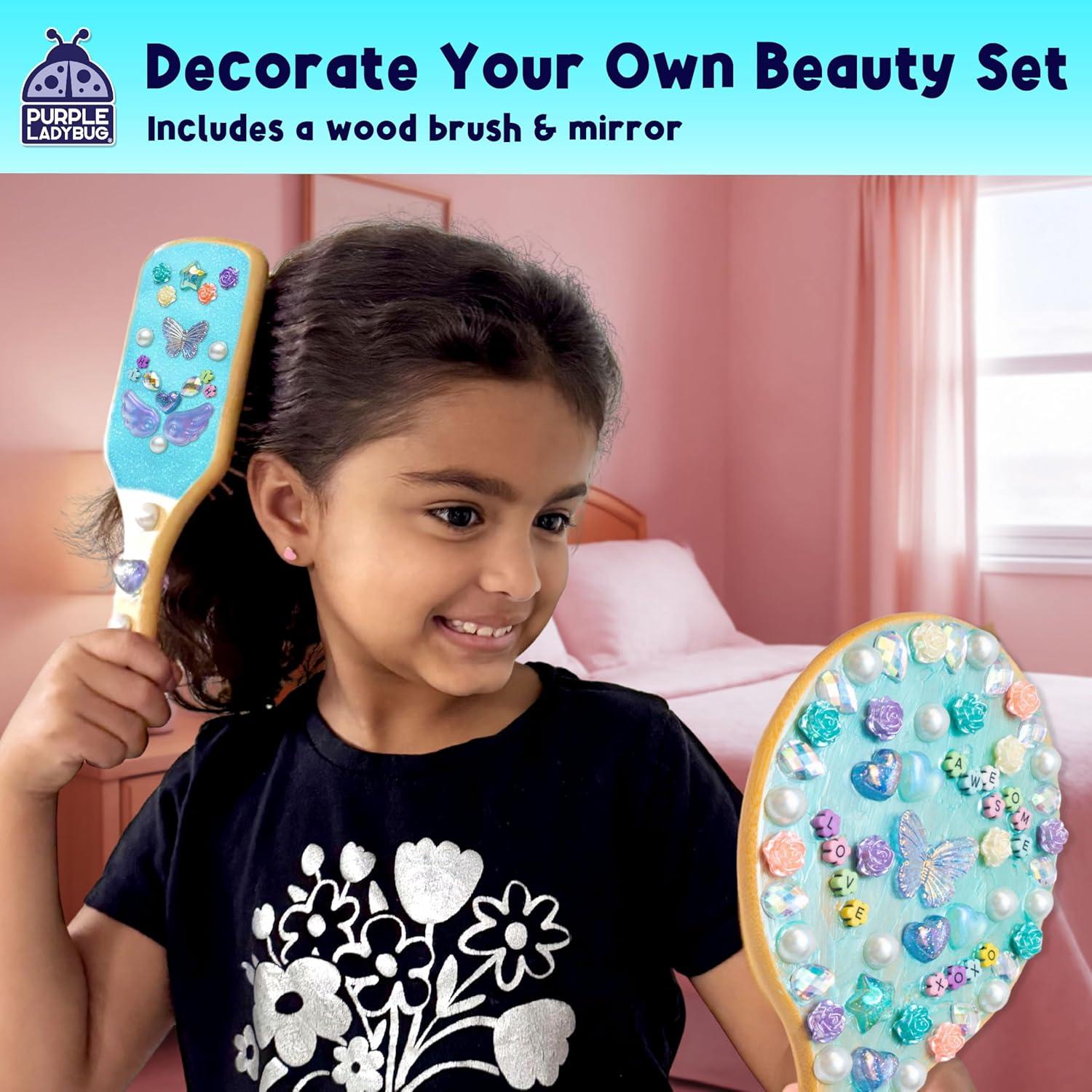 image:imagePURPLE LADYBUG Decorate Your Own Wooden Mirror amp Brush Set Gifts for 6 7 8 9 1012 Year Old Girl Birthday Gift amp Valentines Gifts for Girls DIY Arts and Craft Kit for Girls Ages 412 Tweens GiftBling Mirror Brush