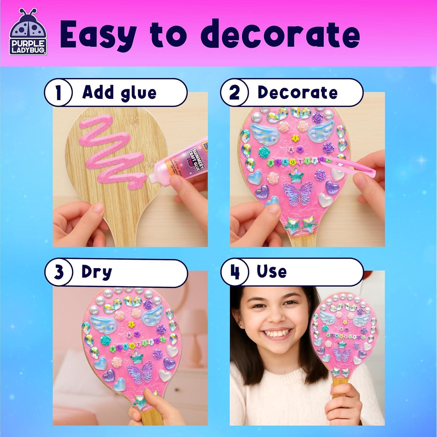 image:imagePURPLE LADYBUG Decorate Your Own Wooden Mirror amp Brush Set Gifts for 6 7 8 9 1012 Year Old Girl Birthday Gift amp Valentines Gifts for Girls DIY Arts and Craft Kit for Girls Ages 412 Tweens GiftBling Out Mirror