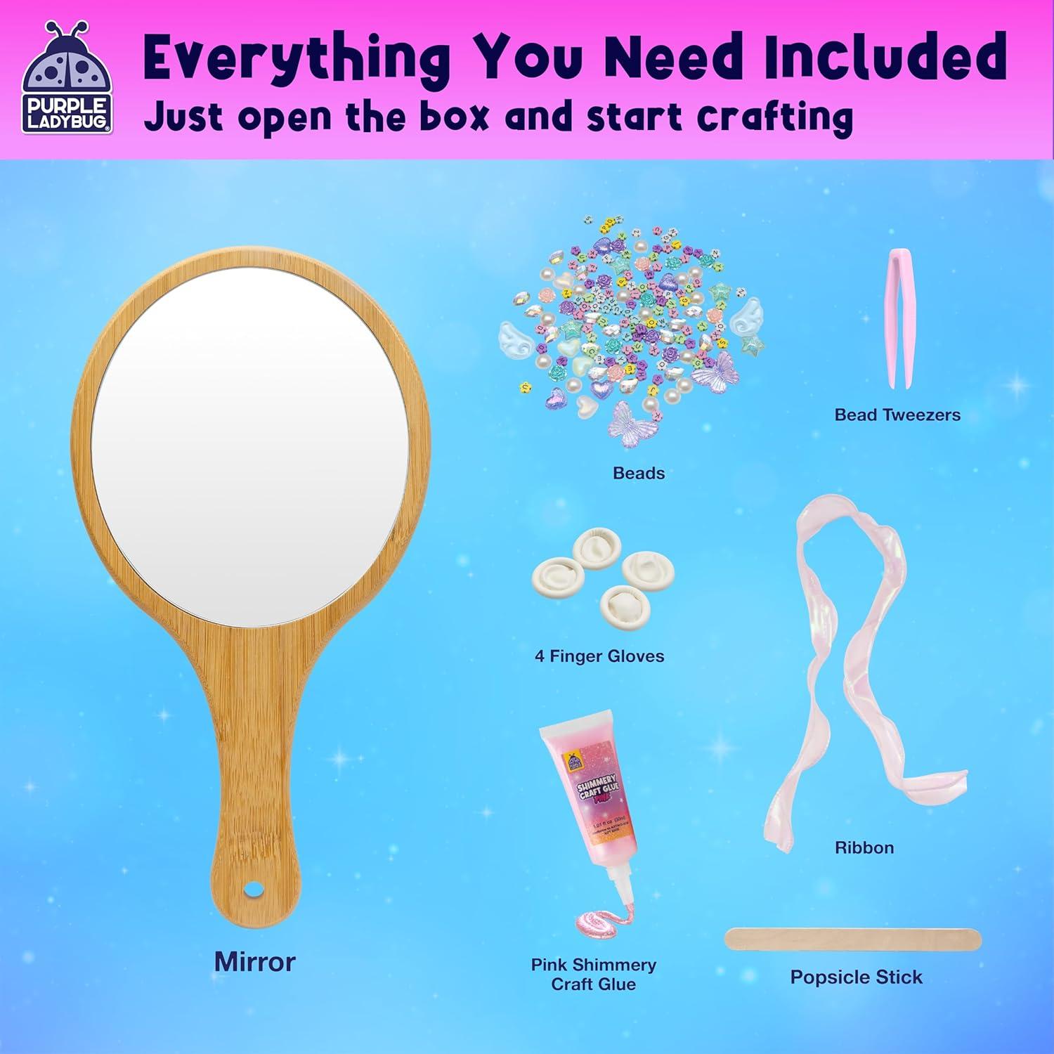 image:imagePURPLE LADYBUG Decorate Your Own Wooden Mirror amp Brush Set Gifts for 6 7 8 9 1012 Year Old Girl Birthday Gift amp Valentines Gifts for Girls DIY Arts and Craft Kit for Girls Ages 412 Tweens GiftBling Out Mirror