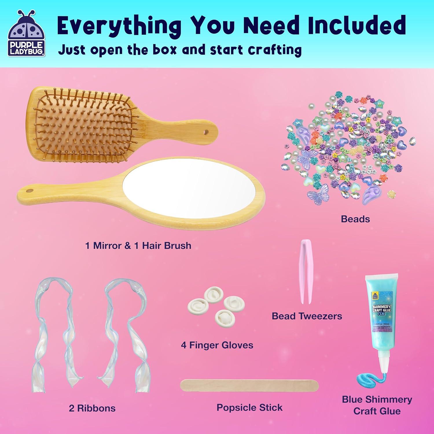 image:imagePURPLE LADYBUG Decorate Your Own Wooden Mirror amp Brush Set Gifts for 6 7 8 9 1012 Year Old Girl Birthday Gift amp Valentines Gifts for Girls DIY Arts and Craft Kit for Girls Ages 412 Tweens GiftBling Mirror Brush