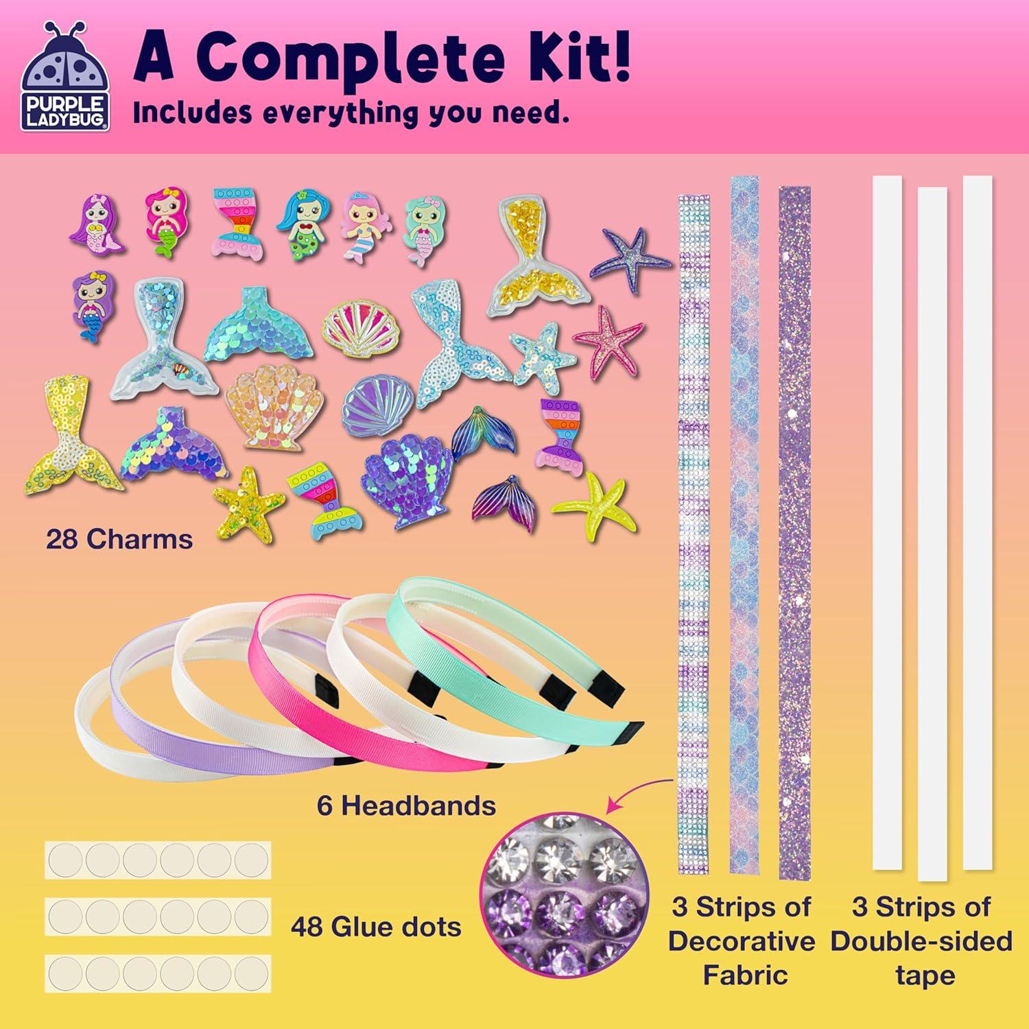 image:imagePURPLE LADYBUG Headband Making Kit for Girls Gifts for Girls 6812 Years Old Birthday Gift Fun DIY Craft Kit for Ages 612 with 6 Headbands Colorful Yarns Ribbons amp Hair ClipsMermaid Headbands