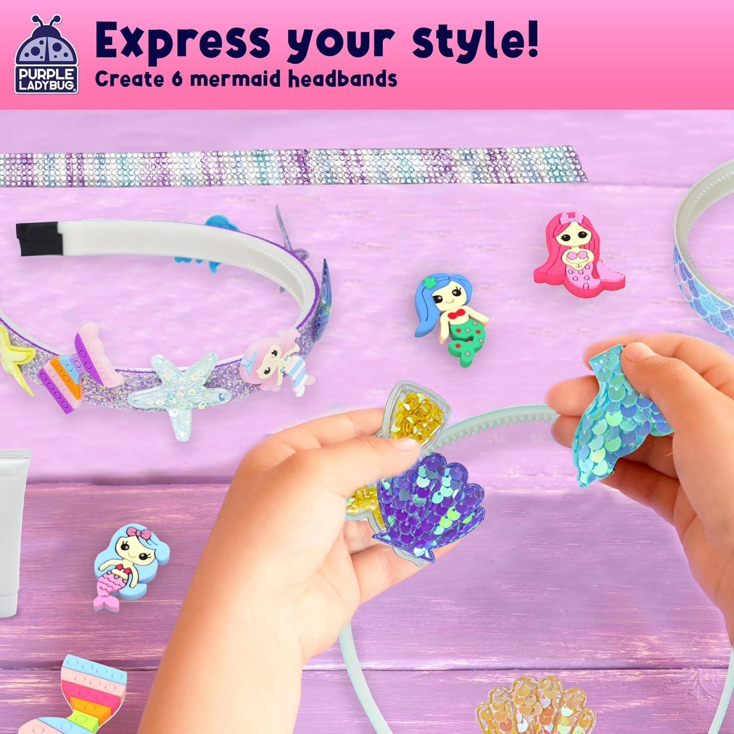 image:imagePURPLE LADYBUG Headband Making Kit for Girls Gifts for Girls 6812 Years Old Birthday Gift Fun DIY Craft Kit for Ages 612 with 6 Headbands Colorful Yarns Ribbons amp Hair ClipsMermaid Headbands