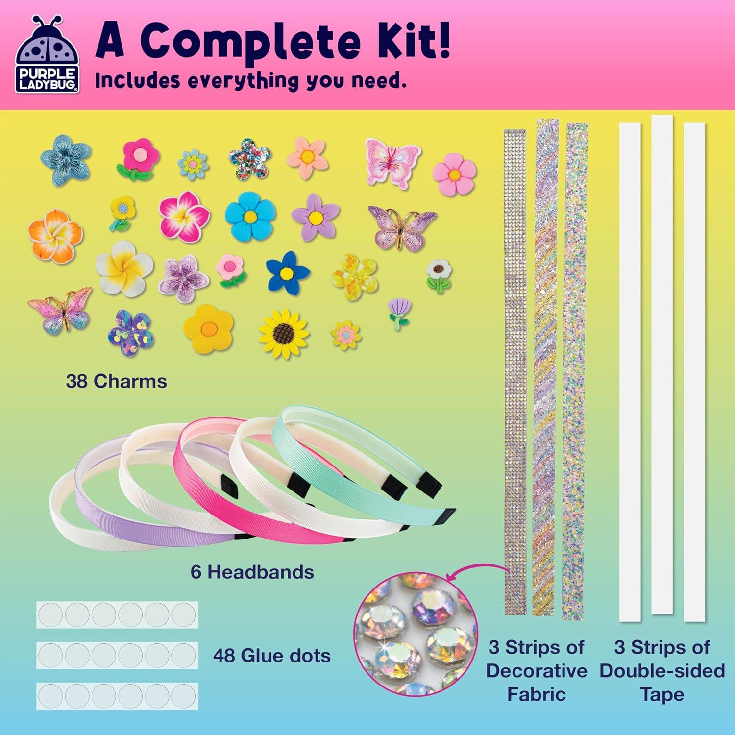 image:imagePURPLE LADYBUG Headband Making Kit for Girls Gifts for Girls 6812 Years Old Birthday Gift Fun DIY Craft Kit for Ages 612 with 6 Headbands Colorful Yarns Ribbons amp Hair ClipsFlower Headbands
