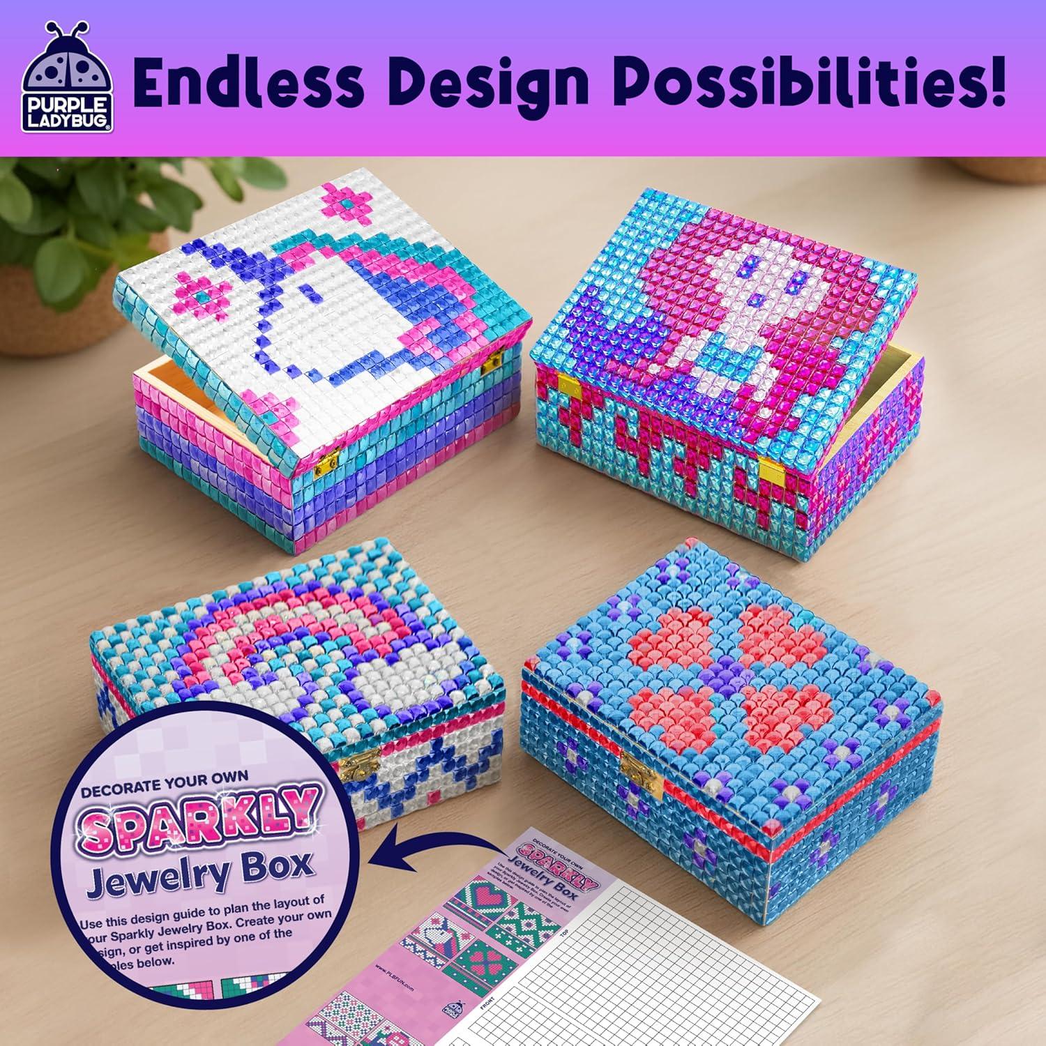 image:imagePURPLE LADYBUG Jewelry Box Craft for Girls 812 68 Valentines Day Gifts for Kids amp Birthday Gift for 7 8 9 10 11 12 Year Old Girl Fun Mosaic Arts and Crafts for Kids Ages 812 Girls Toys 810Sparkly Jewelry Box