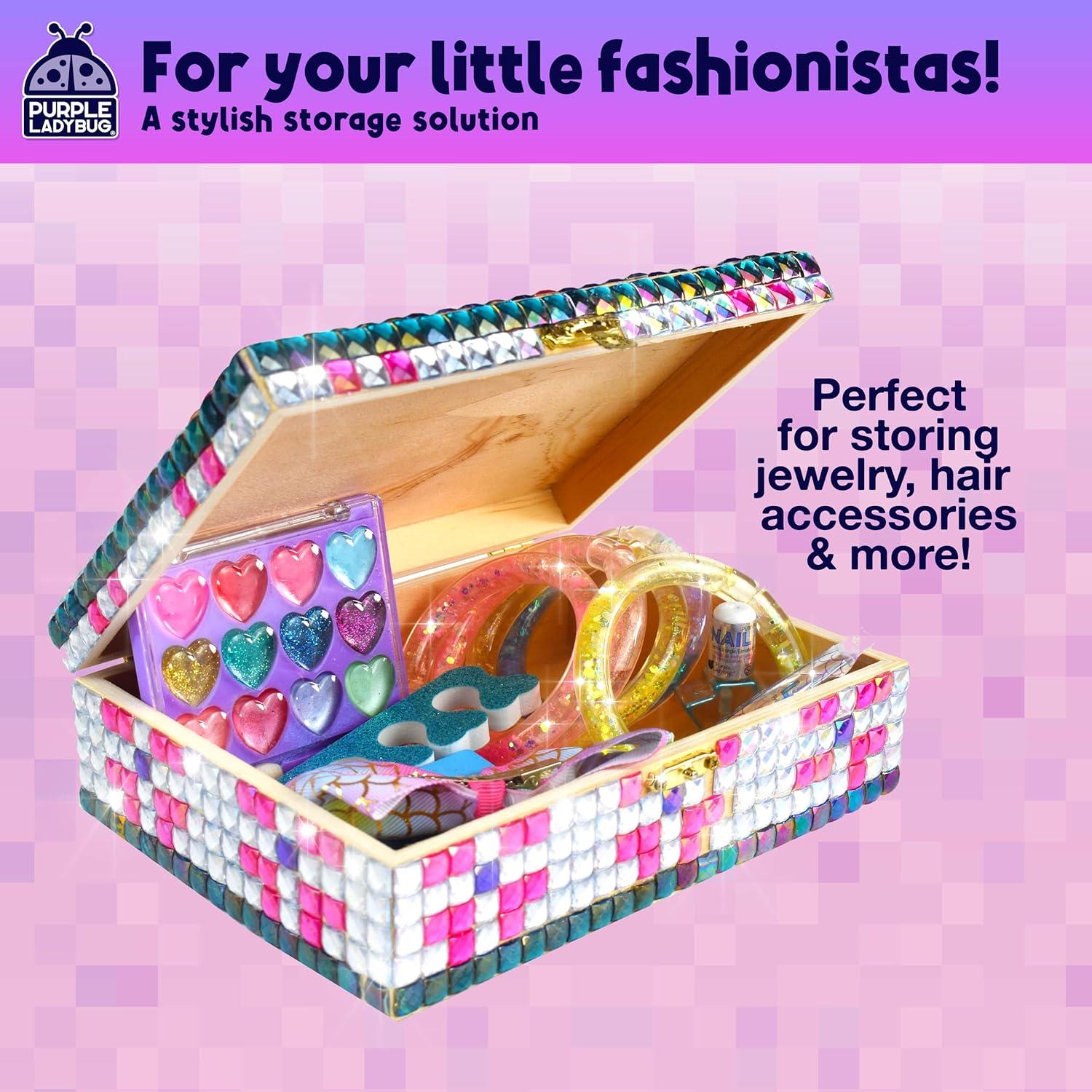 image:imagePURPLE LADYBUG Jewelry Box Craft for Girls 812 68 Valentines Day Gifts for Kids amp Birthday Gift for 7 8 9 10 11 12 Year Old Girl Fun Mosaic Arts and Crafts for Kids Ages 812 Girls Toys 810Sparkly Jewelry Box