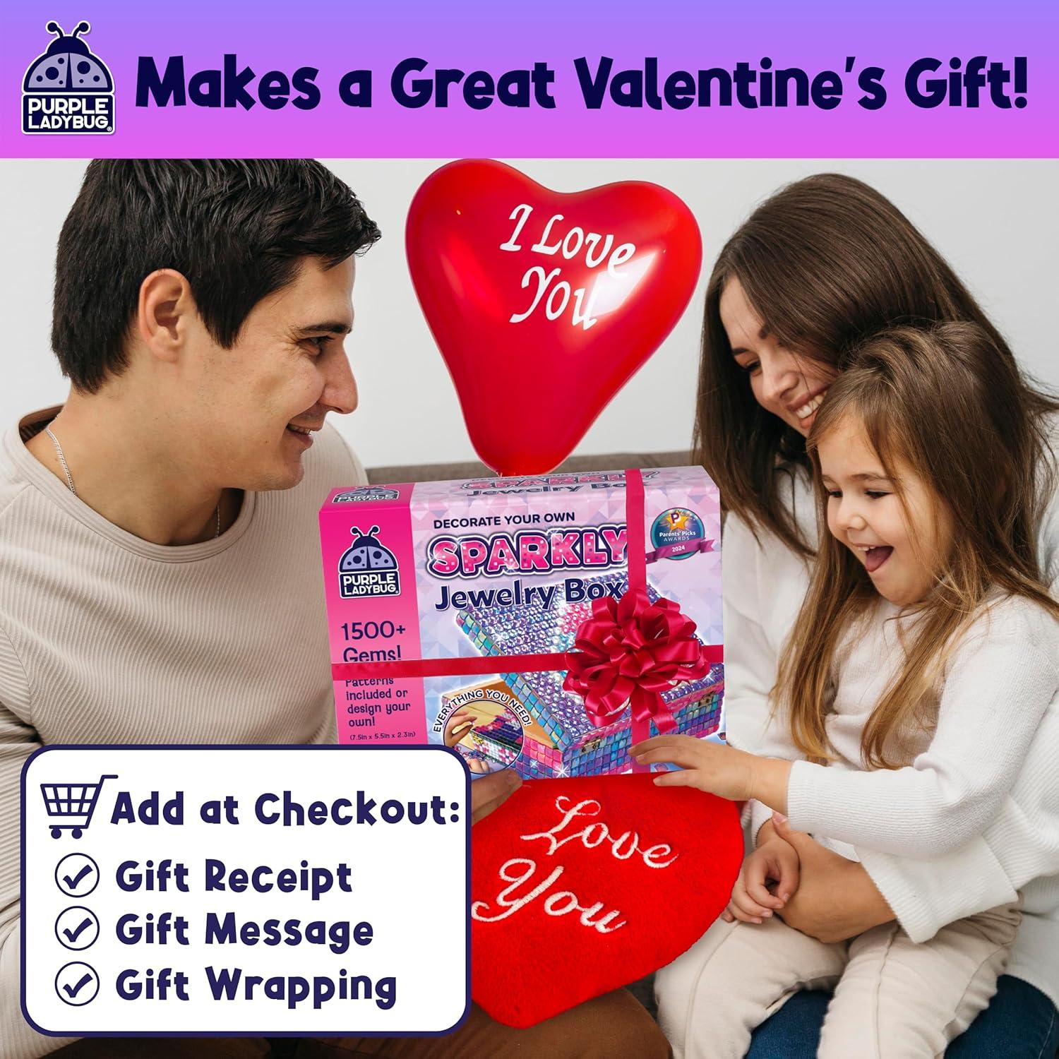 image:imagePURPLE LADYBUG Jewelry Box Craft for Girls 812 68 Valentines Day Gifts for Kids amp Birthday Gift for 7 8 9 10 11 12 Year Old Girl Fun Mosaic Arts and Crafts for Kids Ages 812 Girls Toys 810Sparkly Jewelry Box