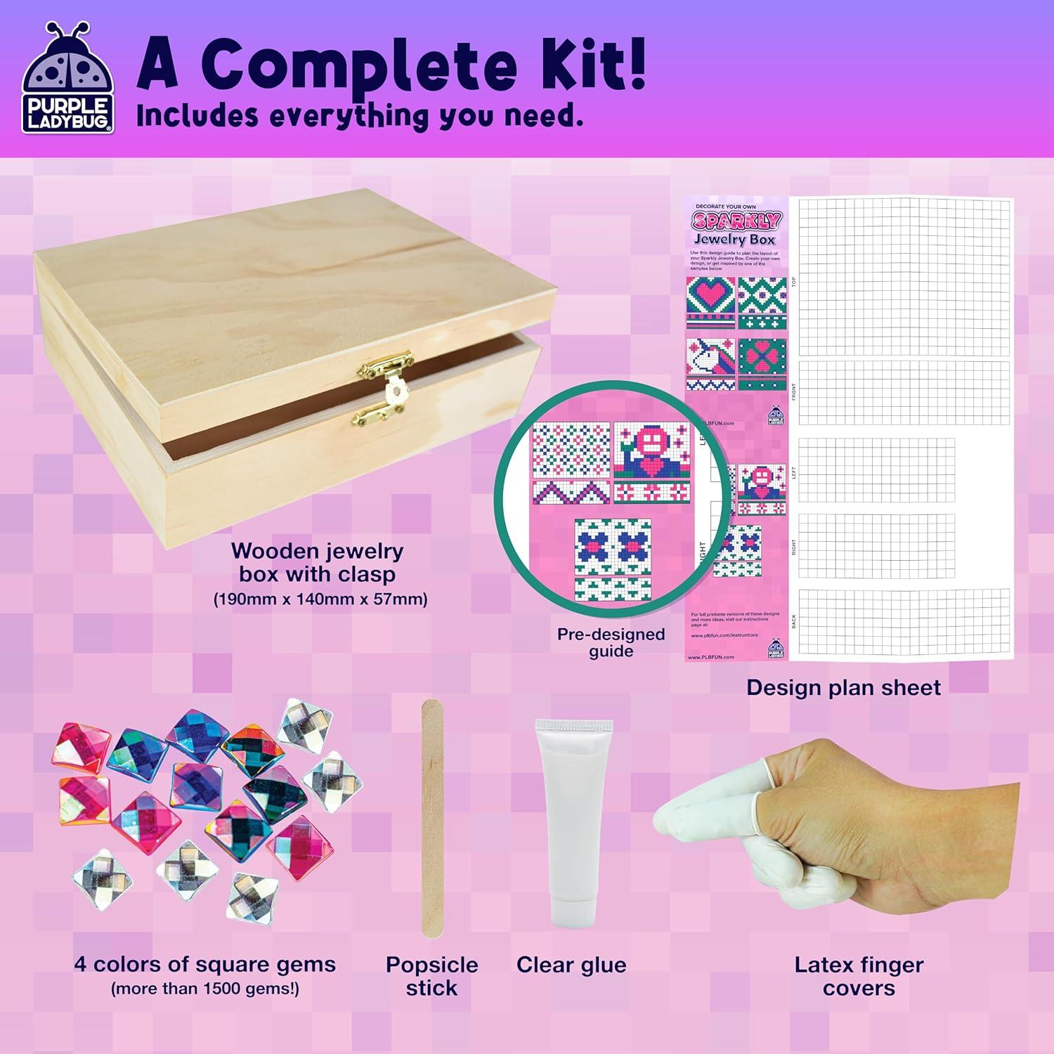 image:imagePURPLE LADYBUG Jewelry Box Craft for Girls 812 68 Valentines Day Gifts for Kids amp Birthday Gift for 7 8 9 10 11 12 Year Old Girl Fun Mosaic Arts and Crafts for Kids Ages 812 Girls Toys 810Sparkly Jewelry Box