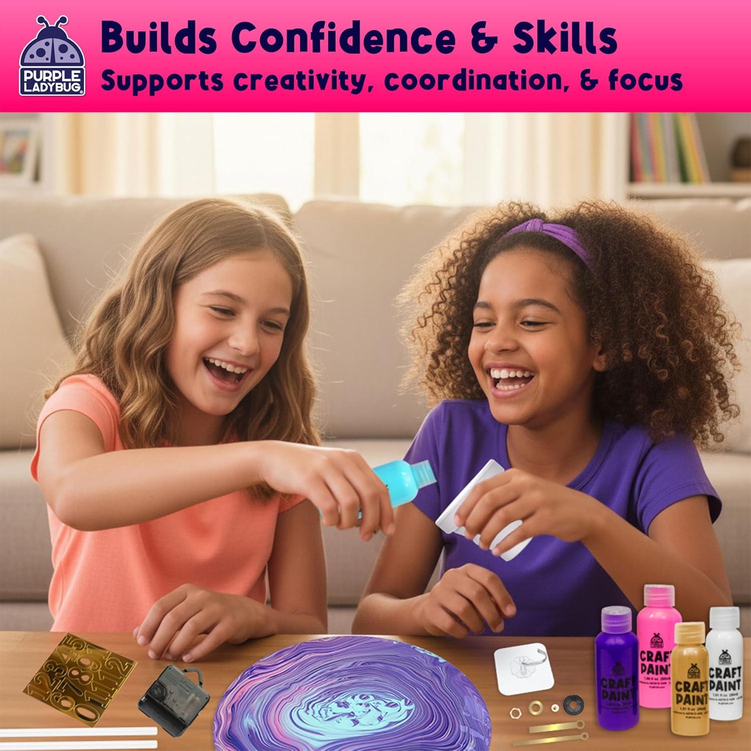 image:imagePURPLE LADYBUG Paint Pouring Art Kit Art and Crafts for Kids Ages 812 Gifts for 6 7 8 9 10 11 12 Year Old Boys amp Girls Gift Ideas Birthday Gifts for Girls Tween amp Teen Girl DIY Painting KitClock Cosmic Confetti