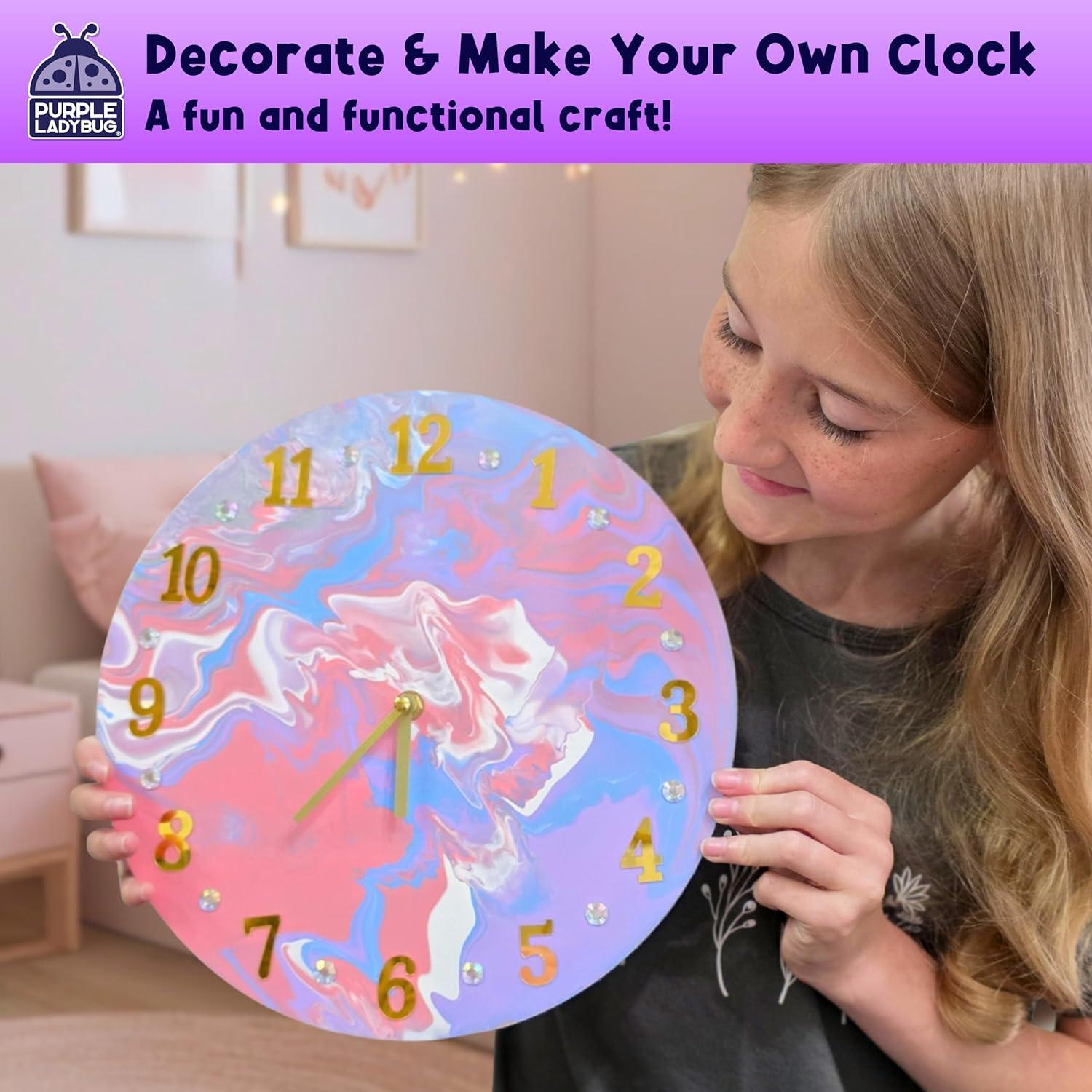 image:imagePURPLE LADYBUG Paint Pouring Art Kit Art and Crafts for Kids Ages 812 Gifts for 6 7 8 9 10 11 12 Year Old Boys amp Girls Gift Ideas Birthday Gifts for Girls Tween amp Teen Girl DIY Painting KitClock Stardust Sorbet