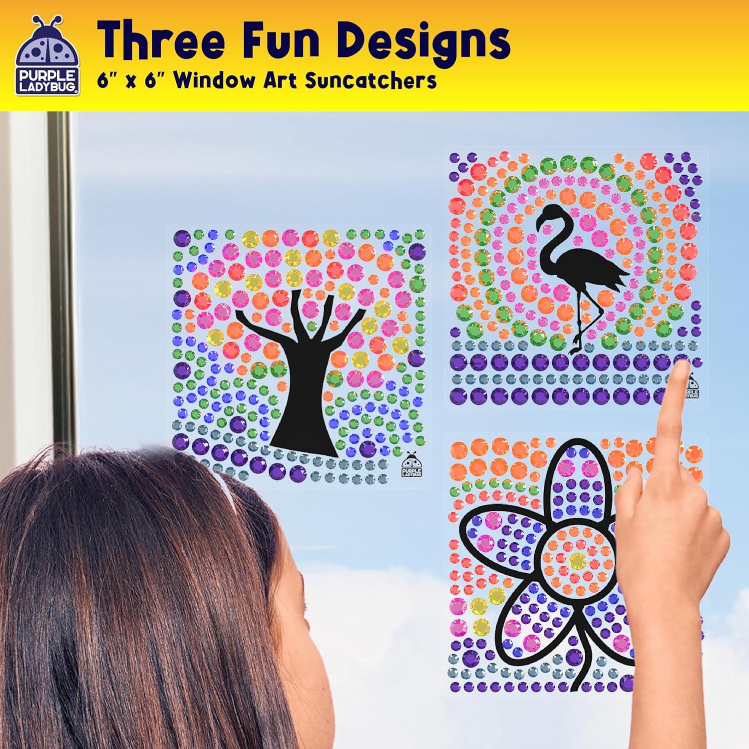 image:imagePURPLE LADYBUG SUNGEMMERS Suncatcher Gem Art for Kids Fun Valentines Day Crafts for Ages 612 Birthday Gift for Girls 68 812 Arts amp Crafts Activities Window Diamond Art KitFlower Flamingo Tree