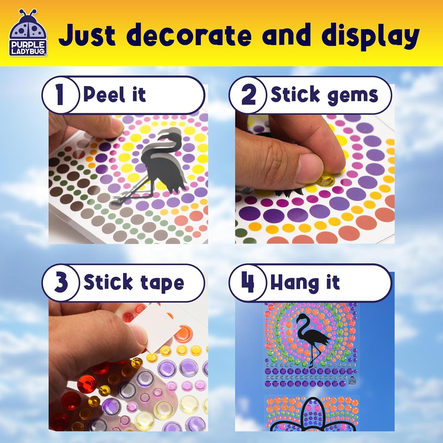 image:imagePURPLE LADYBUG SUNGEMMERS Suncatcher Gem Art for Kids Fun Valentines Day Crafts for Ages 612 Birthday Gift for Girls 68 812 Arts amp Crafts Activities Window Diamond Art KitFlower Flamingo Tree
