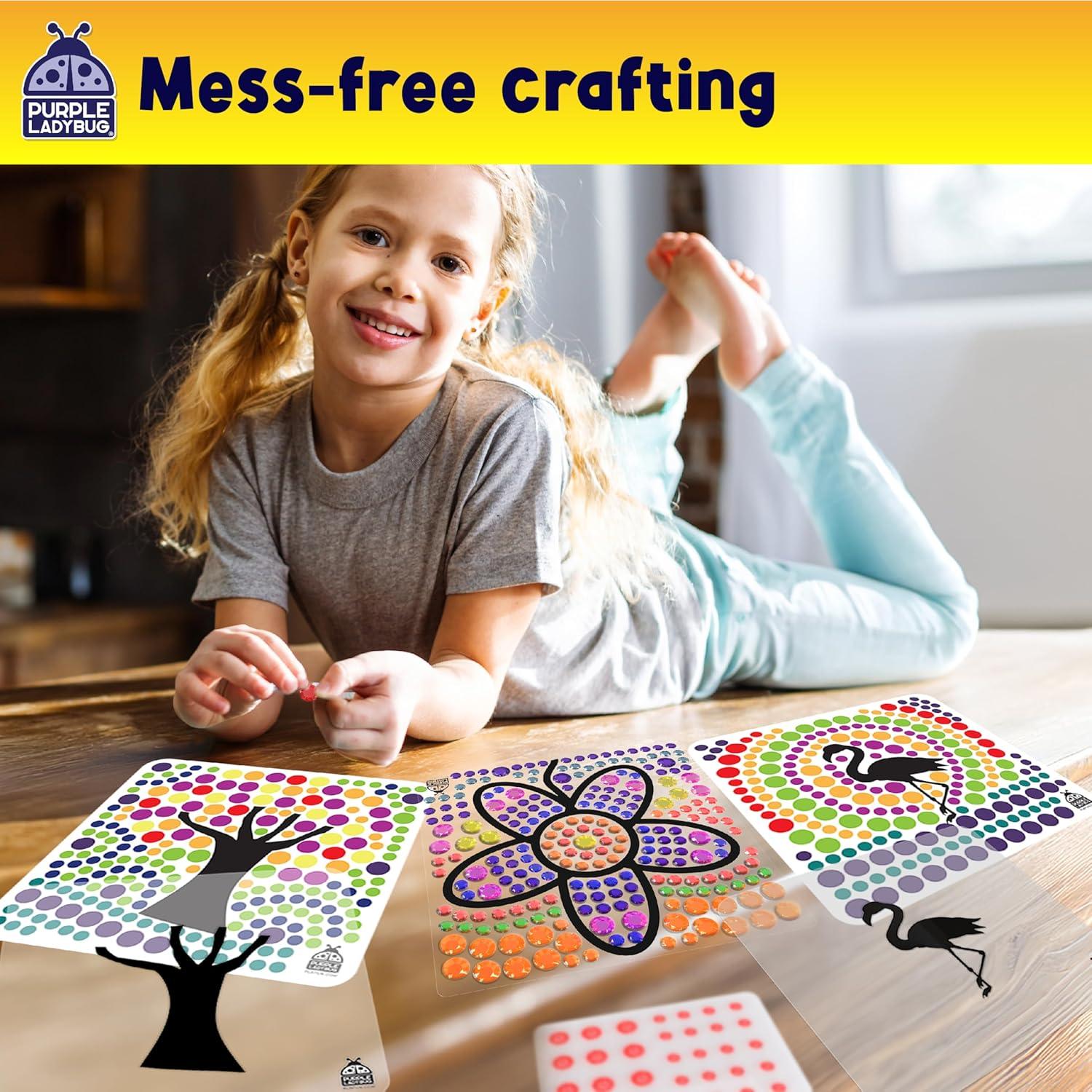 image:imagePURPLE LADYBUG SUNGEMMERS Suncatcher Gem Art for Kids Fun Valentines Day Crafts for Ages 612 Birthday Gift for Girls 68 812 Arts amp Crafts Activities Window Diamond Art KitFlower Flamingo Tree